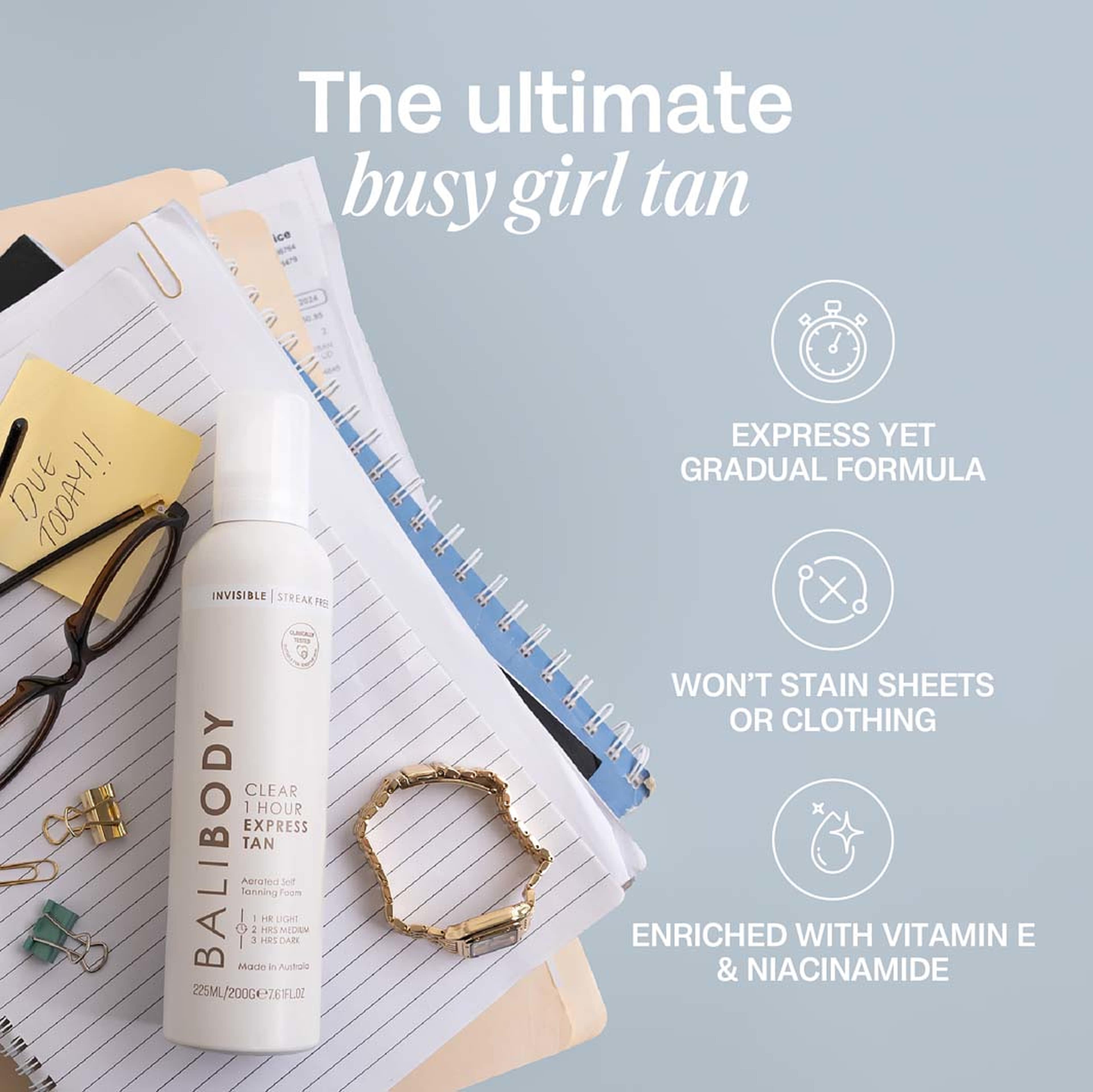 Clear 1 Hour Express Self Tan, från BALI BODY. Klicka för att öppna bilden i stort format