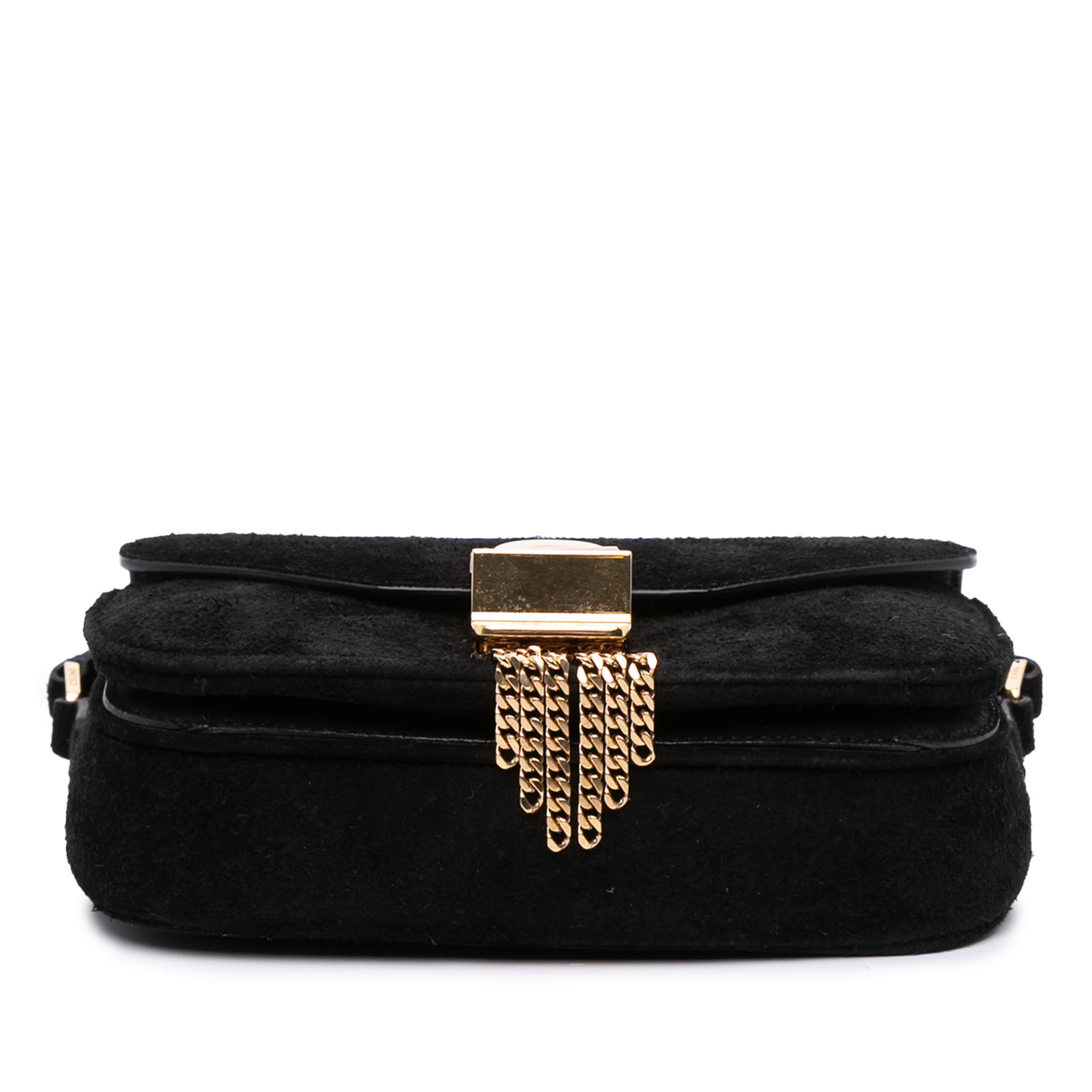 Celine Small Suede Pampille C Bag, från Luxclusif, i färgen svart. Klicka för att öppna bilden i stort format