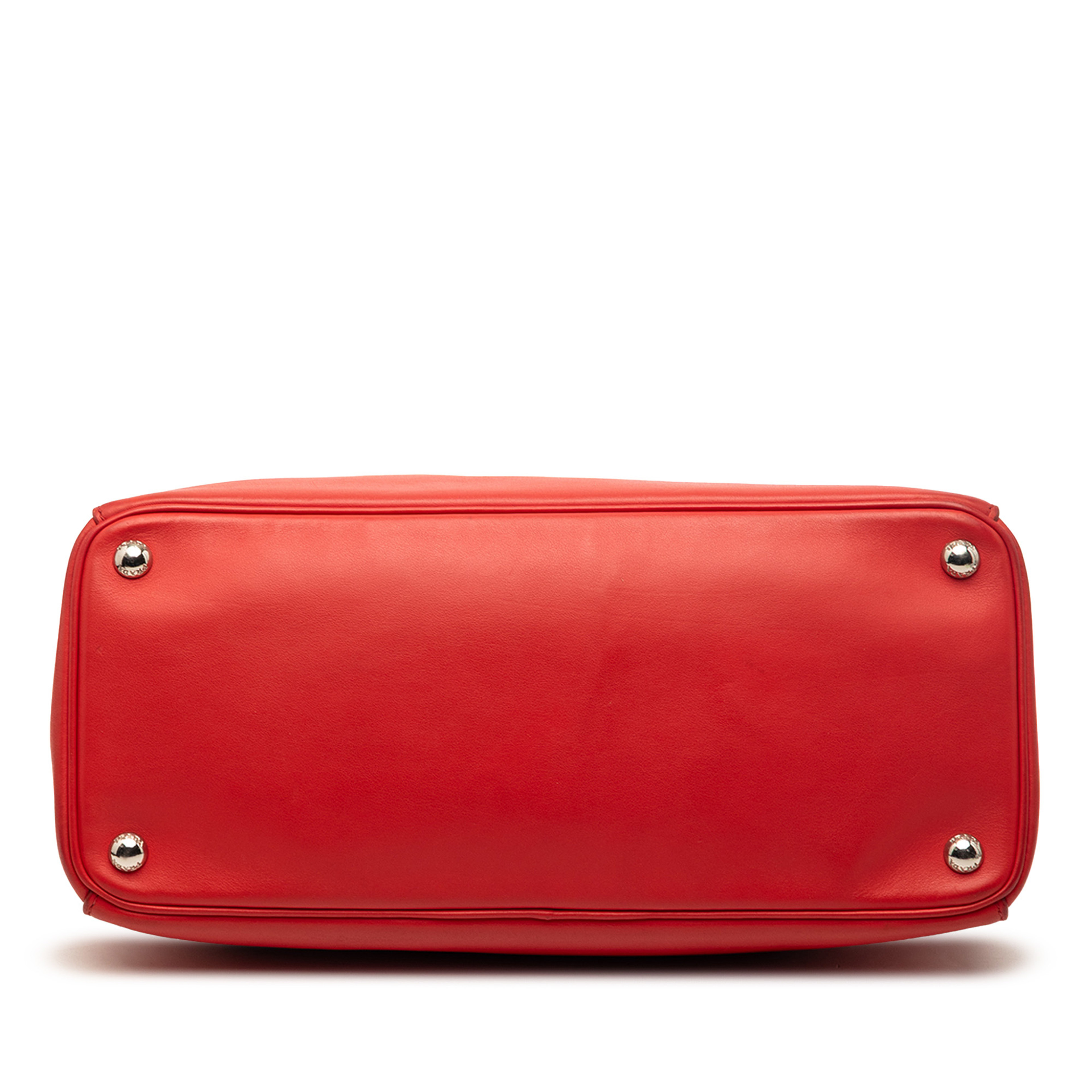 Prada Medium City Calf Galleria Double Zip Satchel, från Luxclusif, i färgen red. Klicka för att öppna bilden i stort format