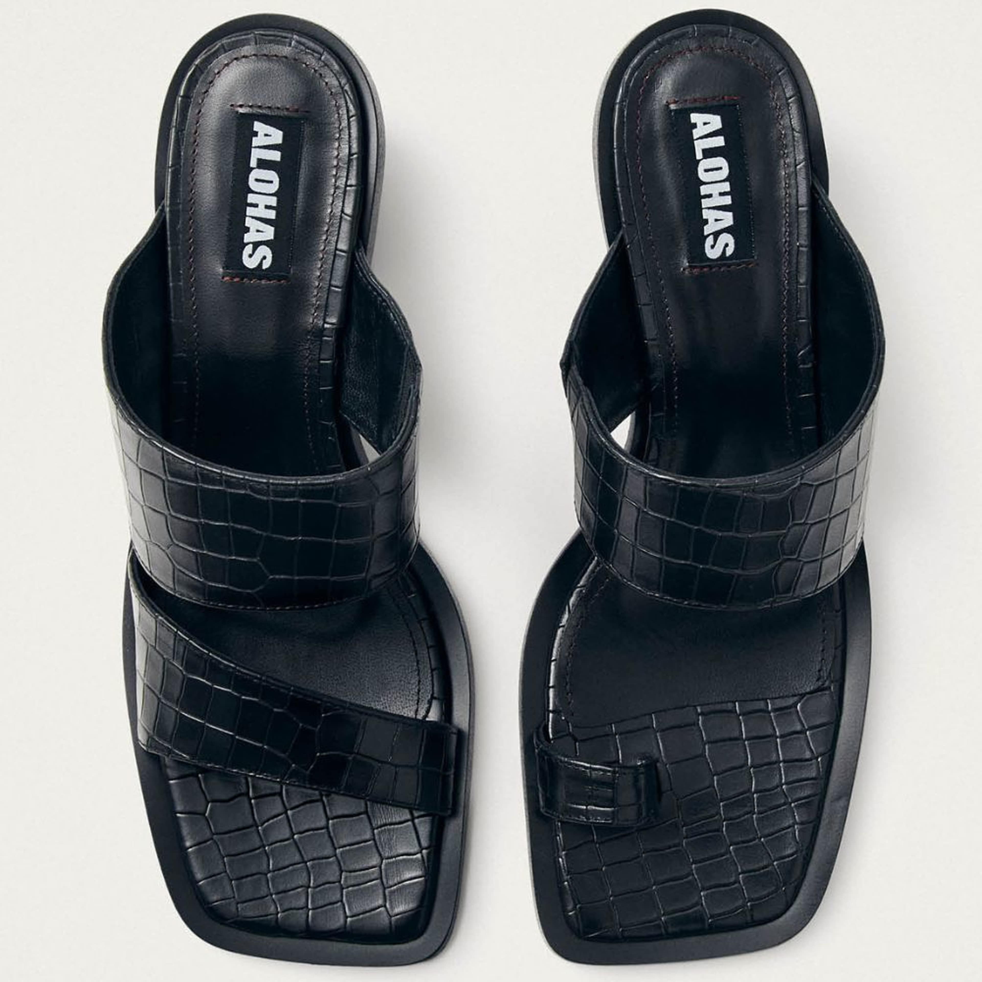 Gabin Alli Black Leather Sandals