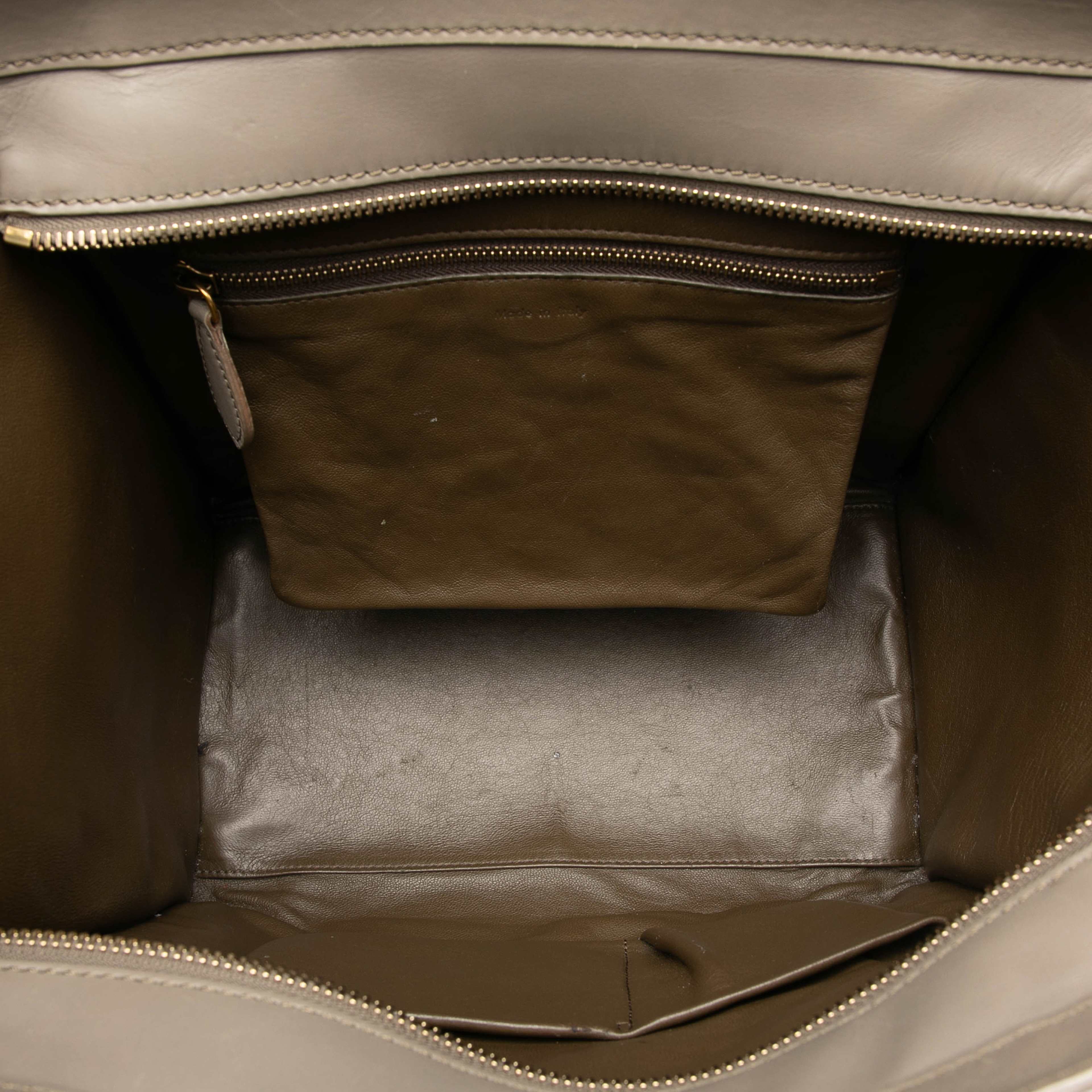 Celine Mini Smooth Calfskin Luggage Tote, från Luxclusif, i färgen grå. Klicka för att öppna bilden i stort format