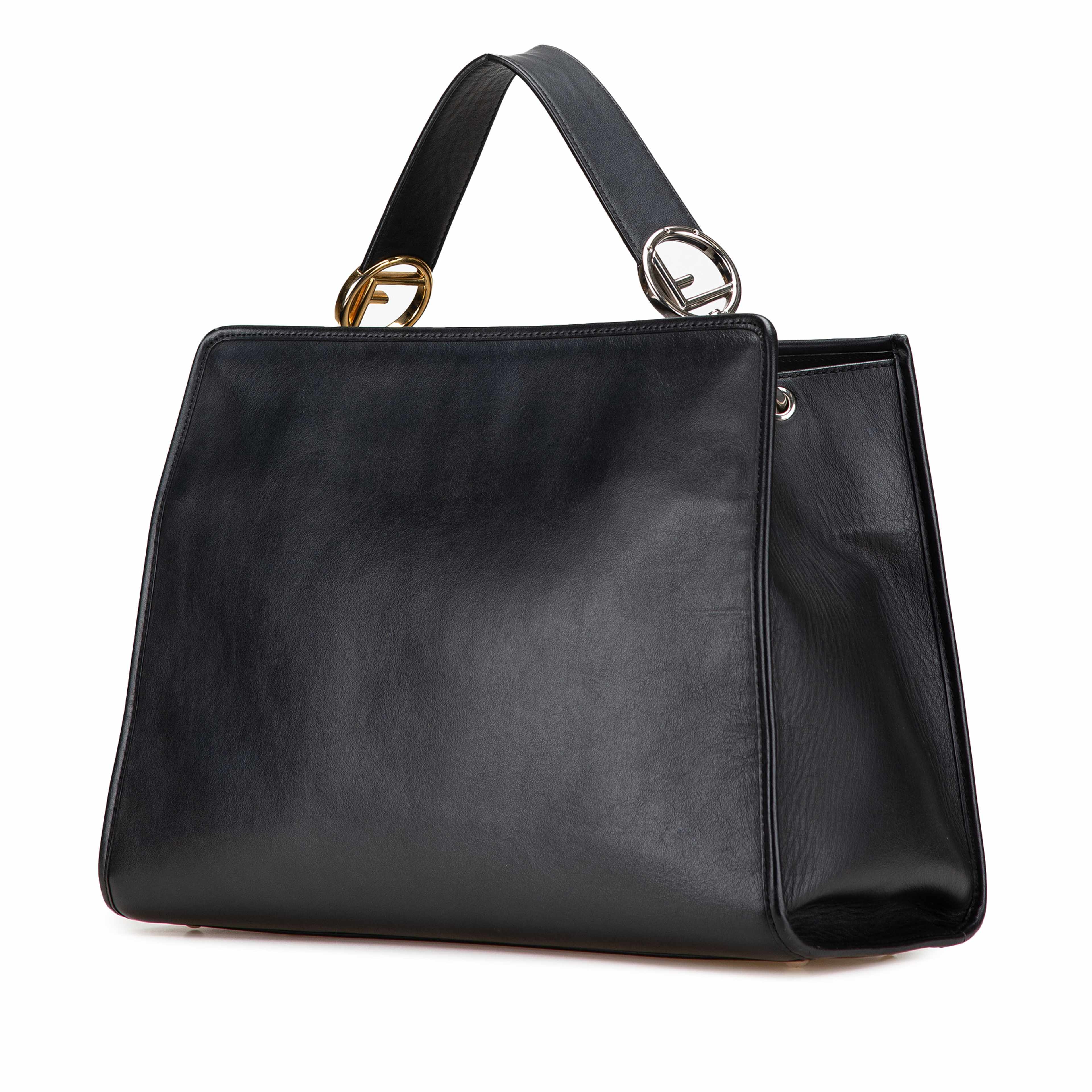 Fendi Medium Leather Runaway Satchel, från Luxclusif, i färgen black. Klicka för att öppna bilden i stort format