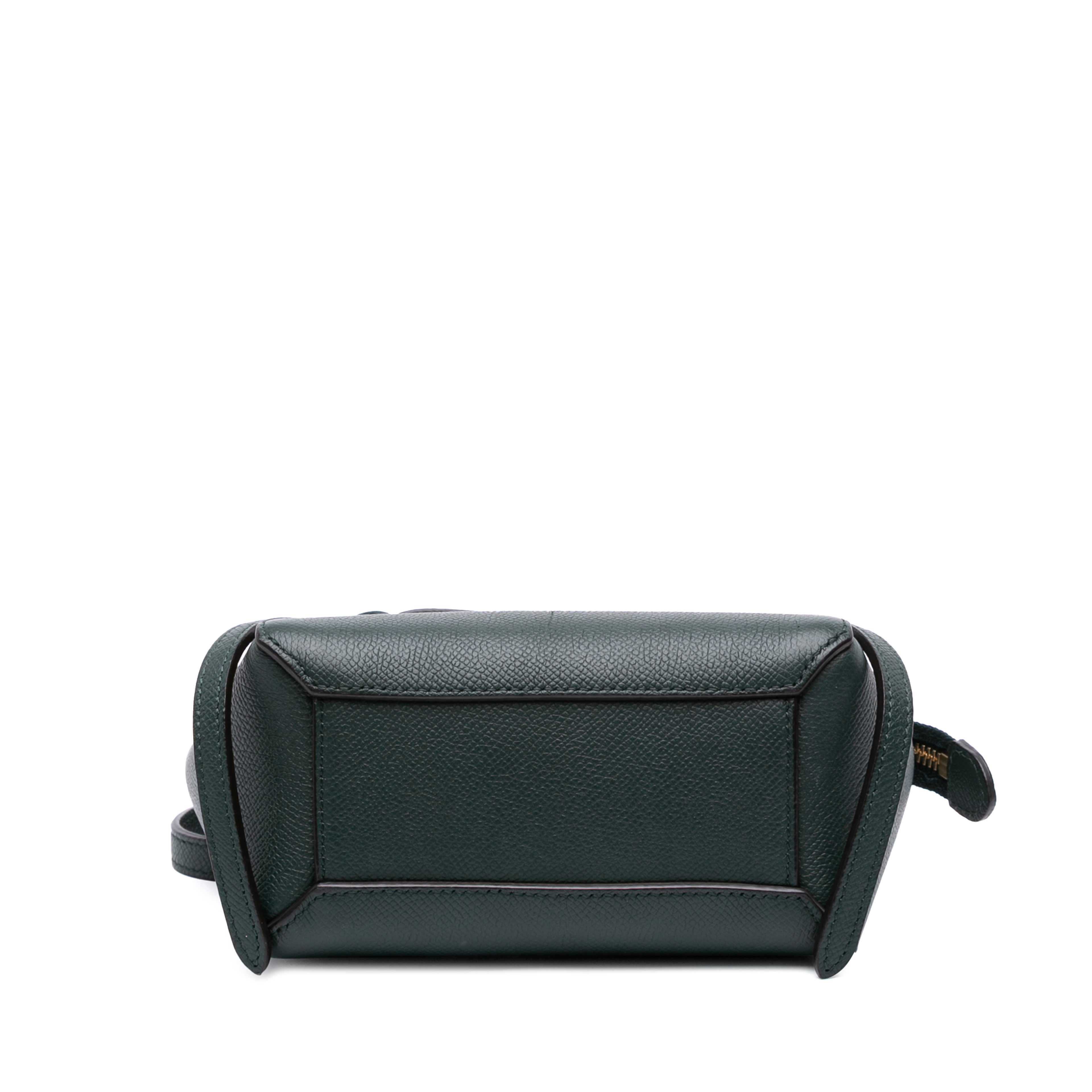 Celine Pico Grained Calfskin Belt Bag, från Luxclusif, i färgen dark green. Klicka för att öppna bilden i stort format