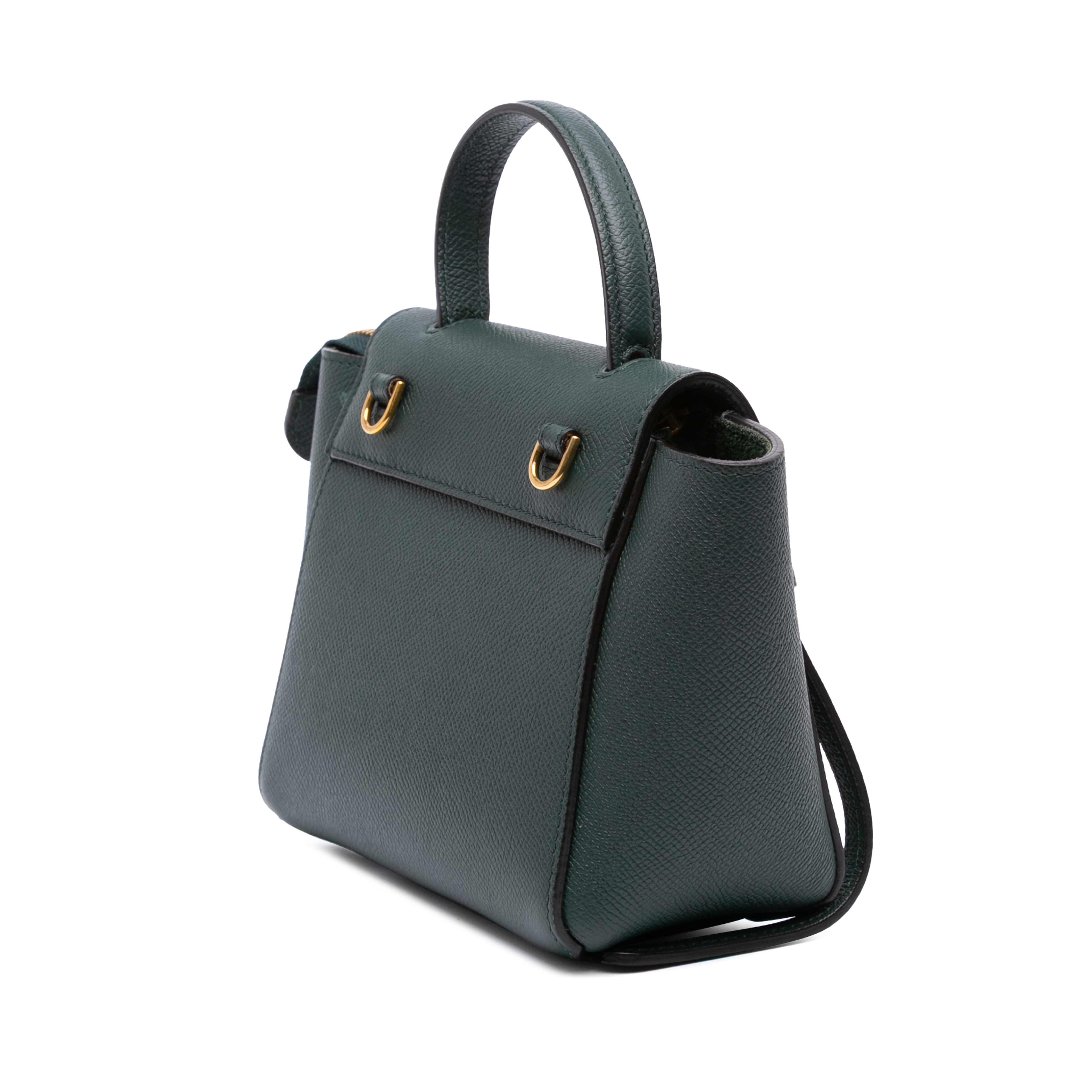 Celine Pico Grained Calfskin Belt Bag, från Luxclusif, i färgen dark green. Klicka för att öppna bilden i stort format