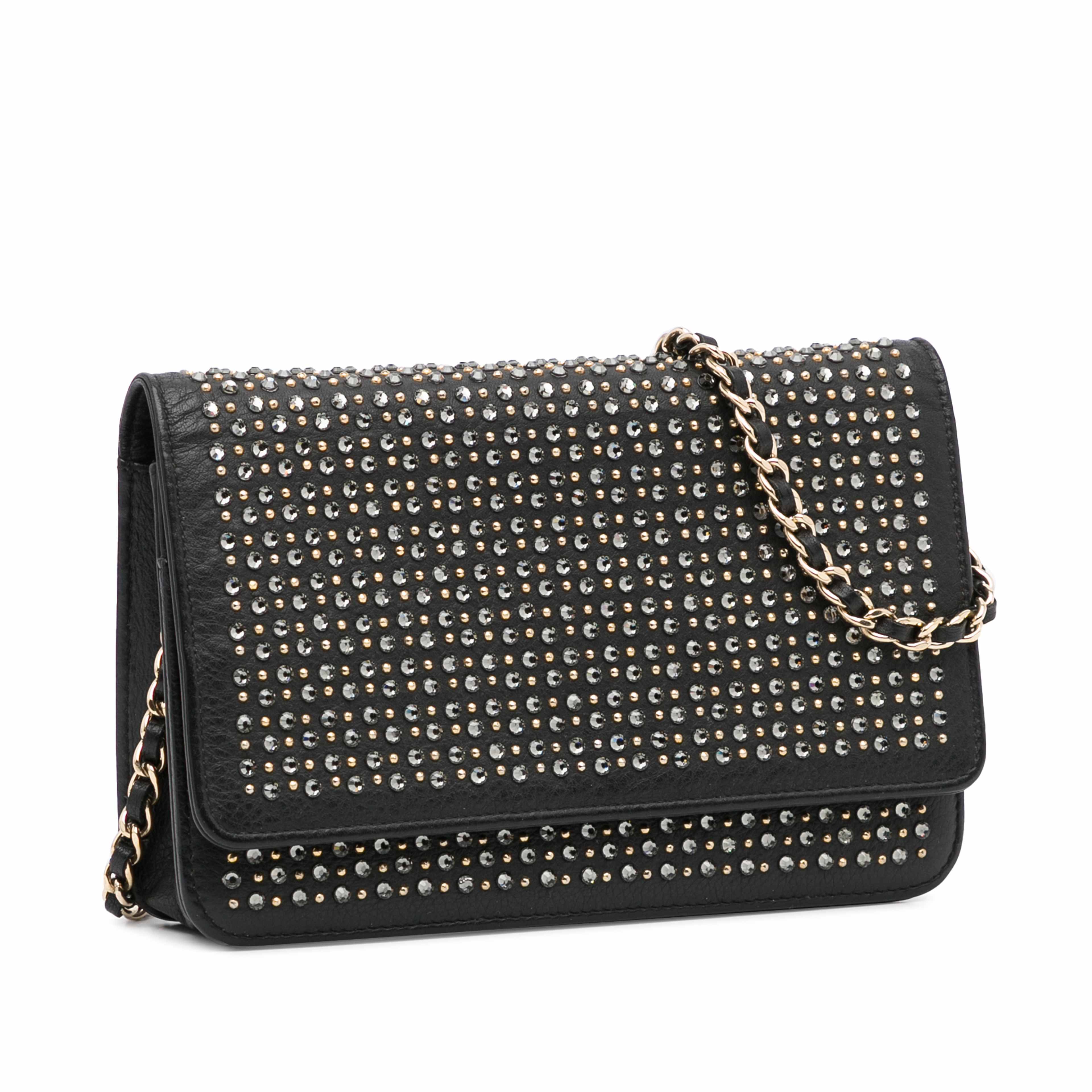 Chanel Studded Leather Wallet On Chain
