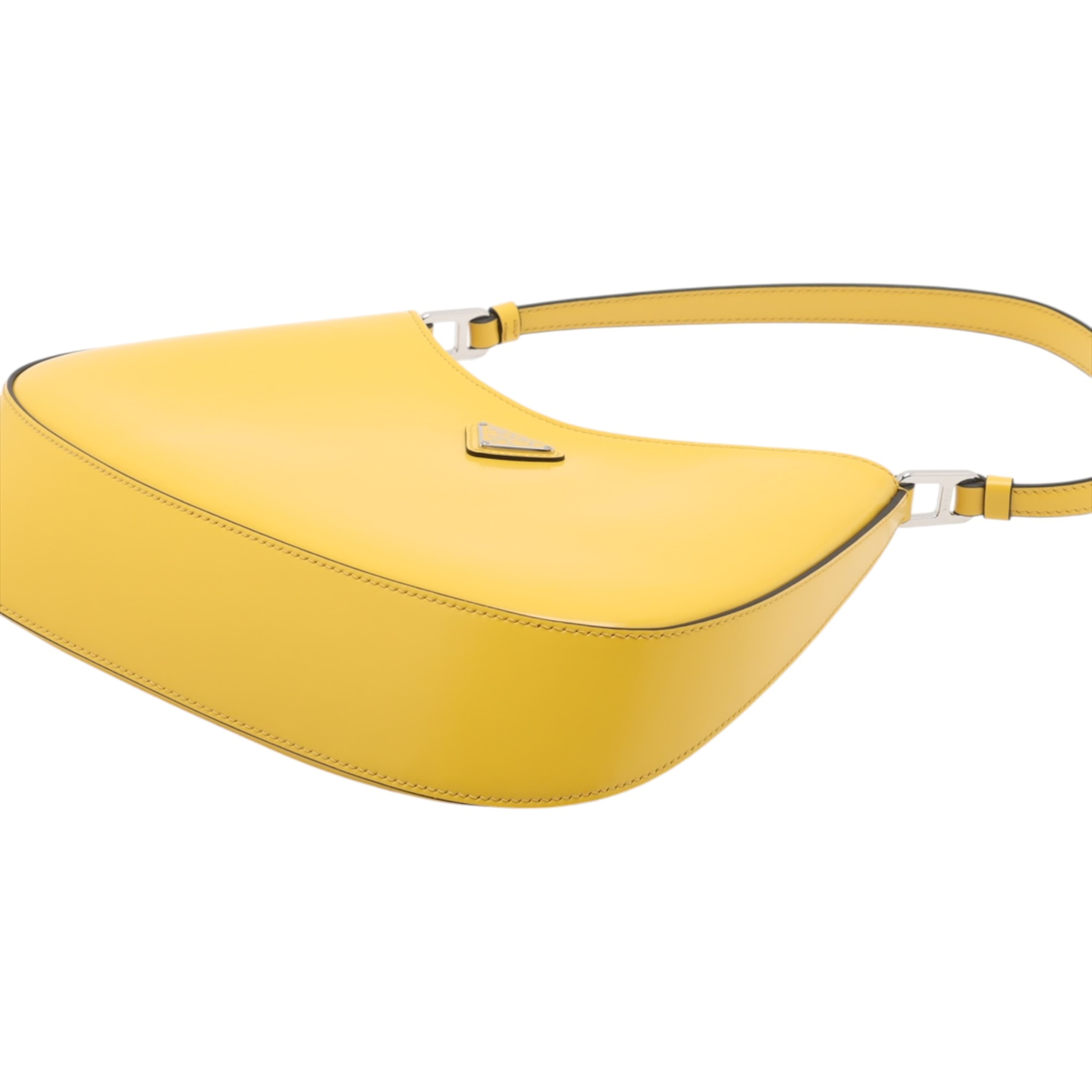 Prada Brushed Leather Cleo Shoulder Bag, från Luxclusif, i färgen yellow. Klicka för att öppna bilden i stort format
