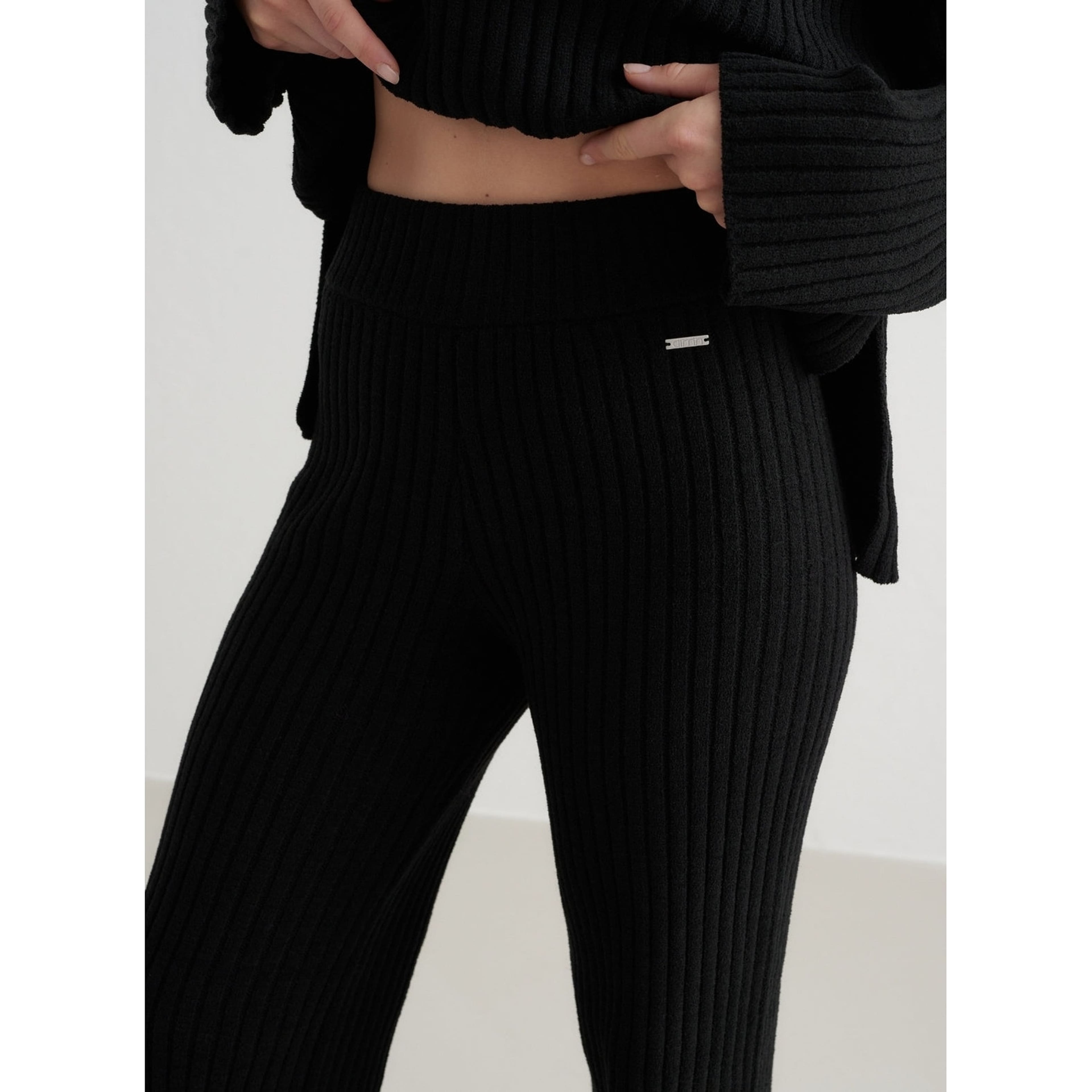 Black Rib Knit Pants