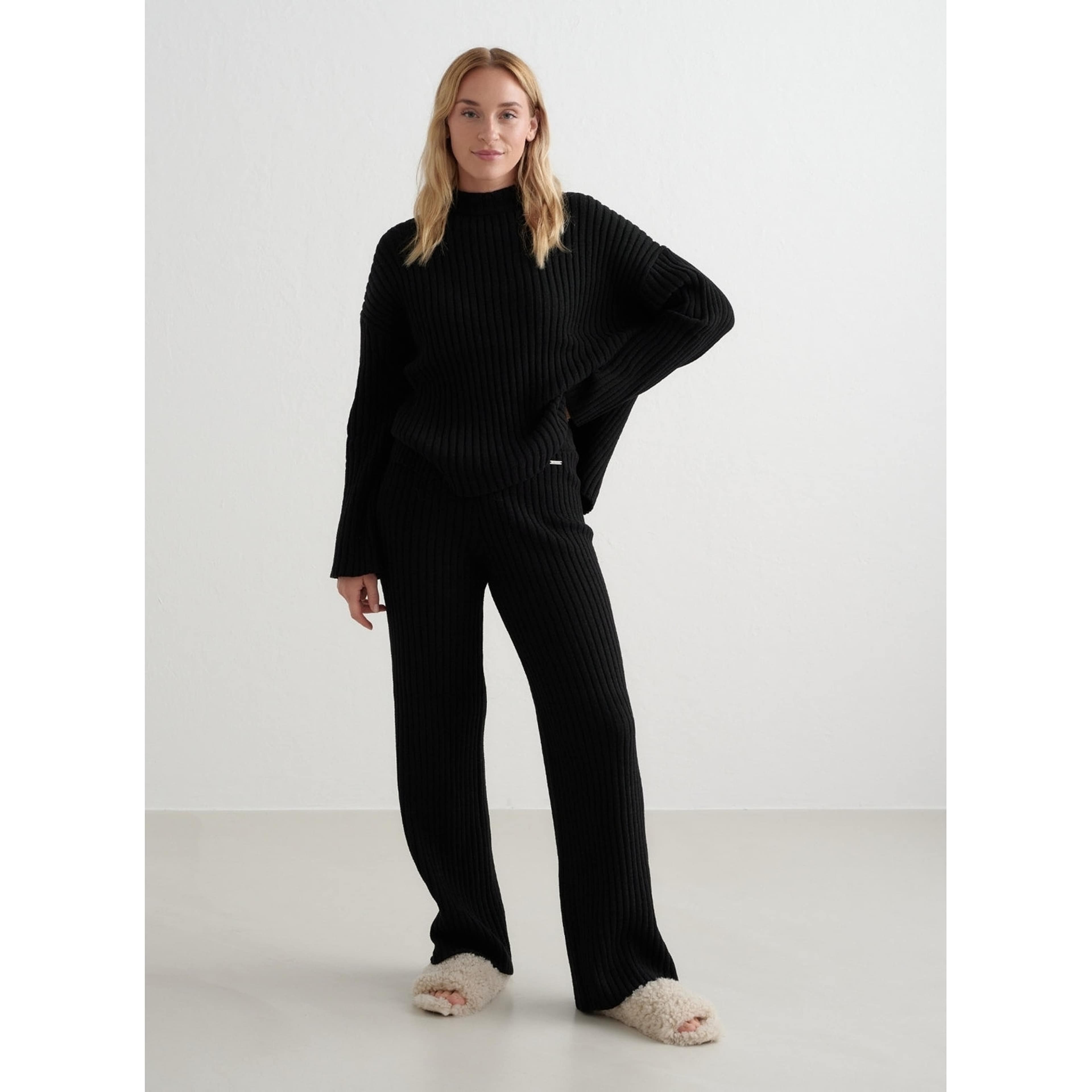 Black Rib Knit Pants