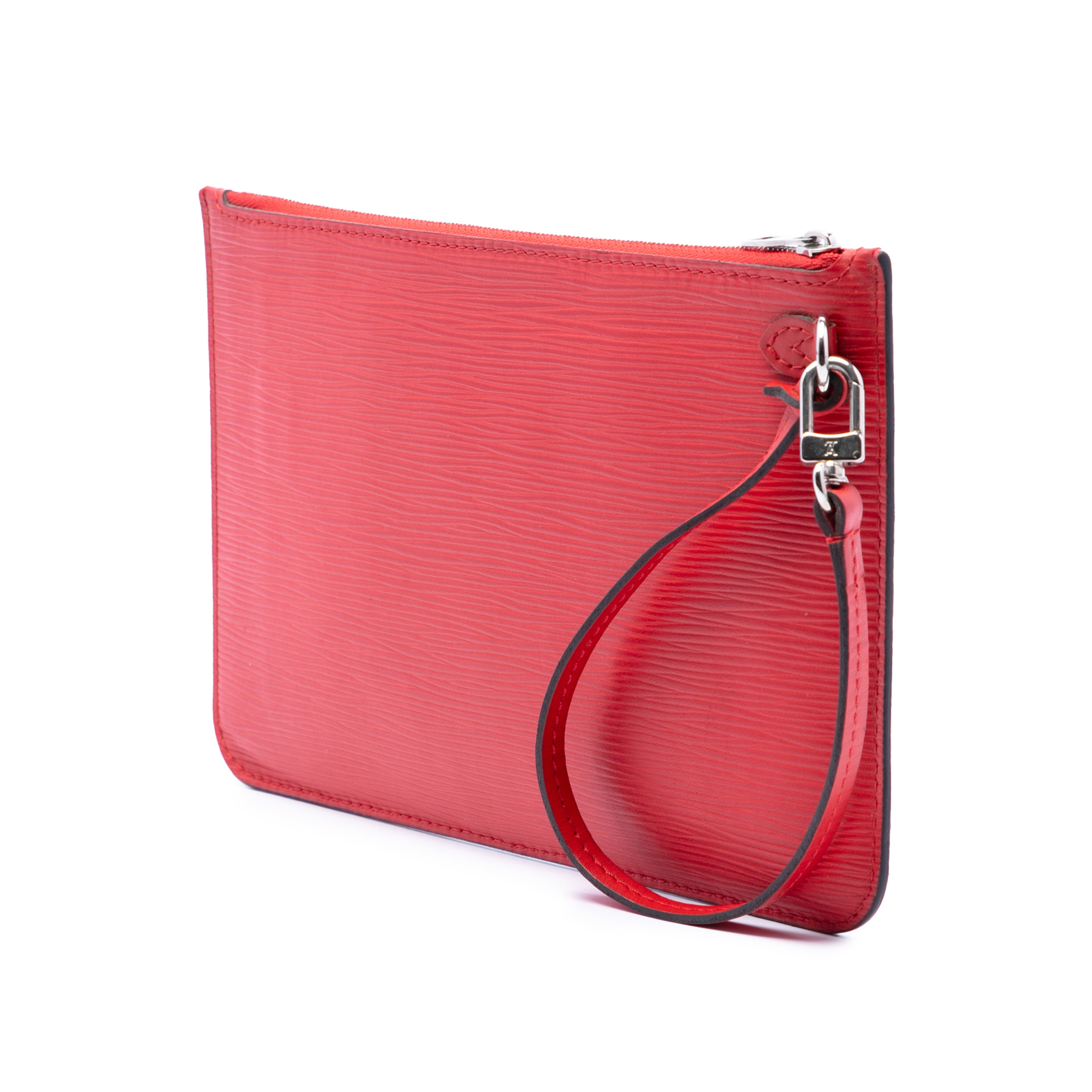Louis Vuitton Epi Neverfull Pouch, från Luxclusif, i färgen red. Klicka för att öppna bilden i stort format