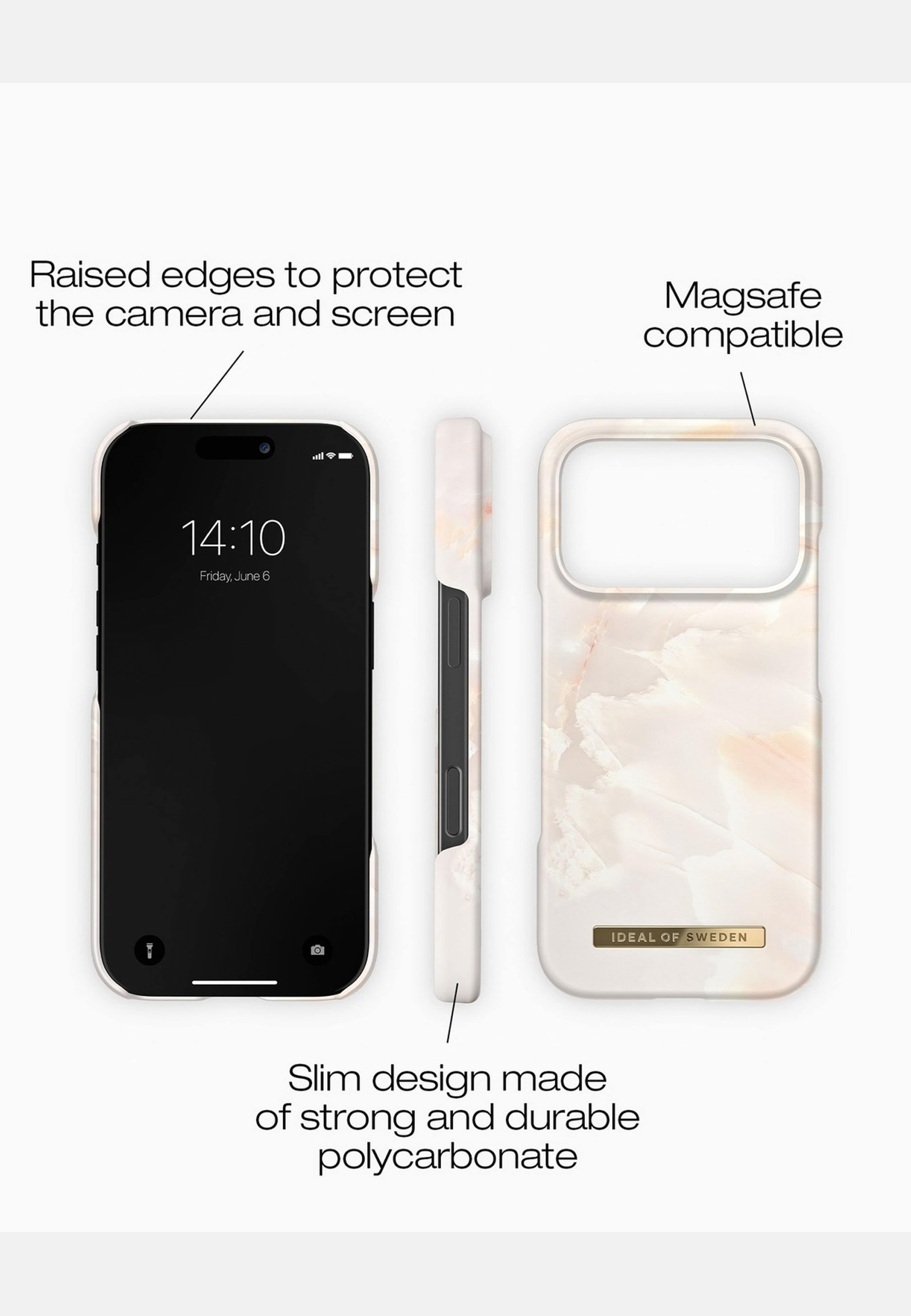 Printed Case Magsafe Iphone Rose Pearl Marble, från Ideal Of Sweden, i färgen pink. Klicka för att öppna bilden i stort format