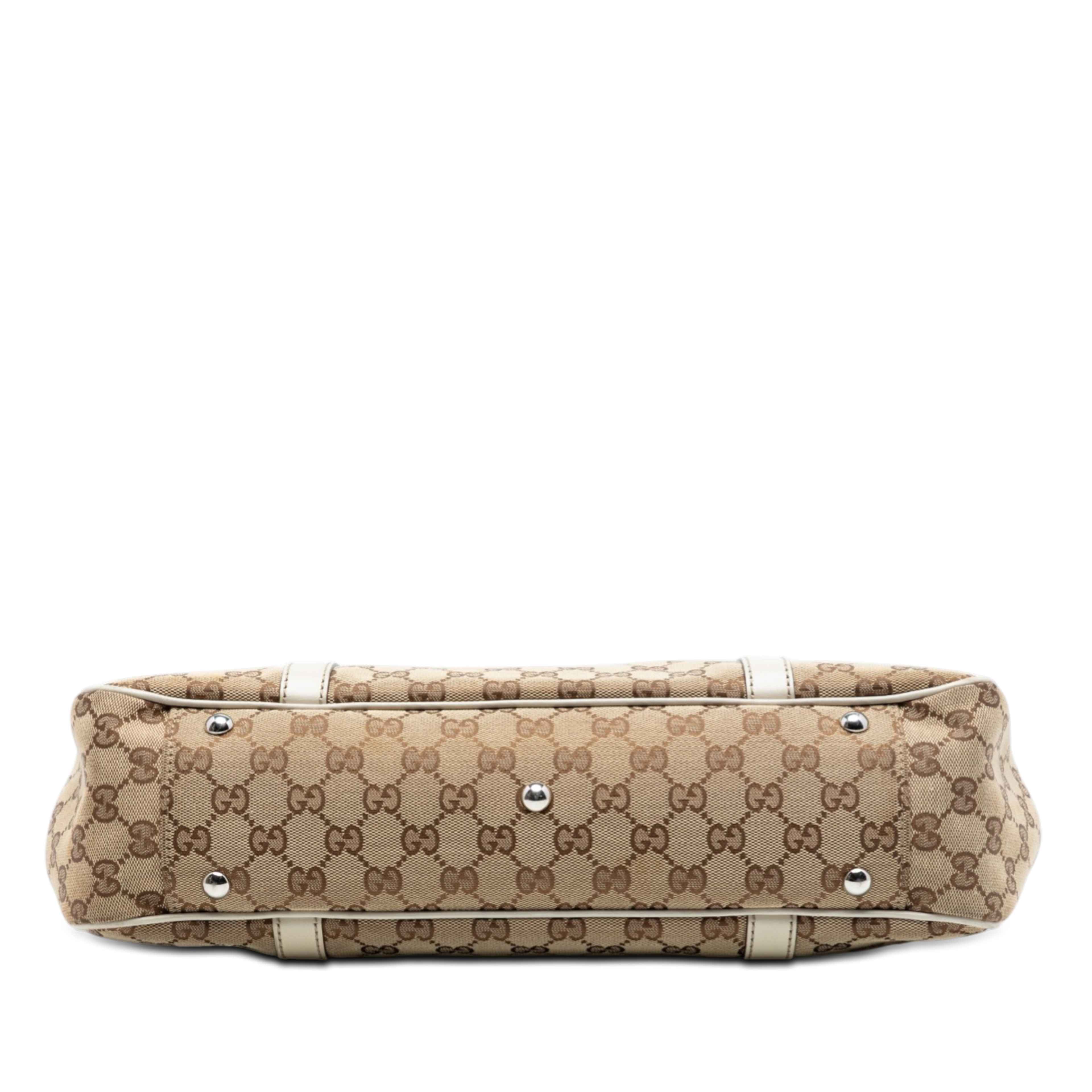 Gucci Gg Canvas Twins Tote, från Luxclusif, i färgen beige. Klicka för att öppna bilden i stort format