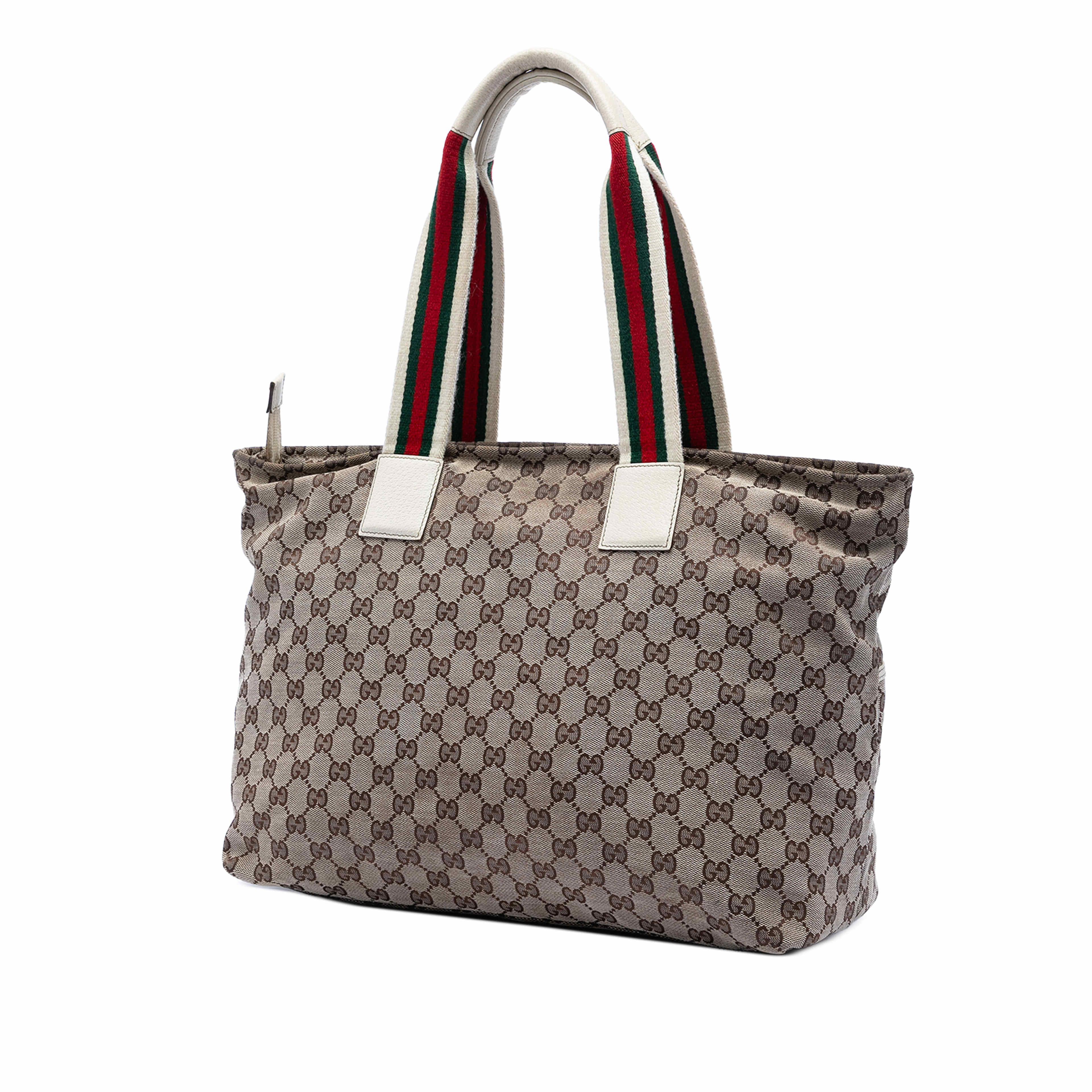 Gucci Gg Canvas Web Tote, från Luxclusif, i färgen beige. Klicka för att öppna bilden i stort format