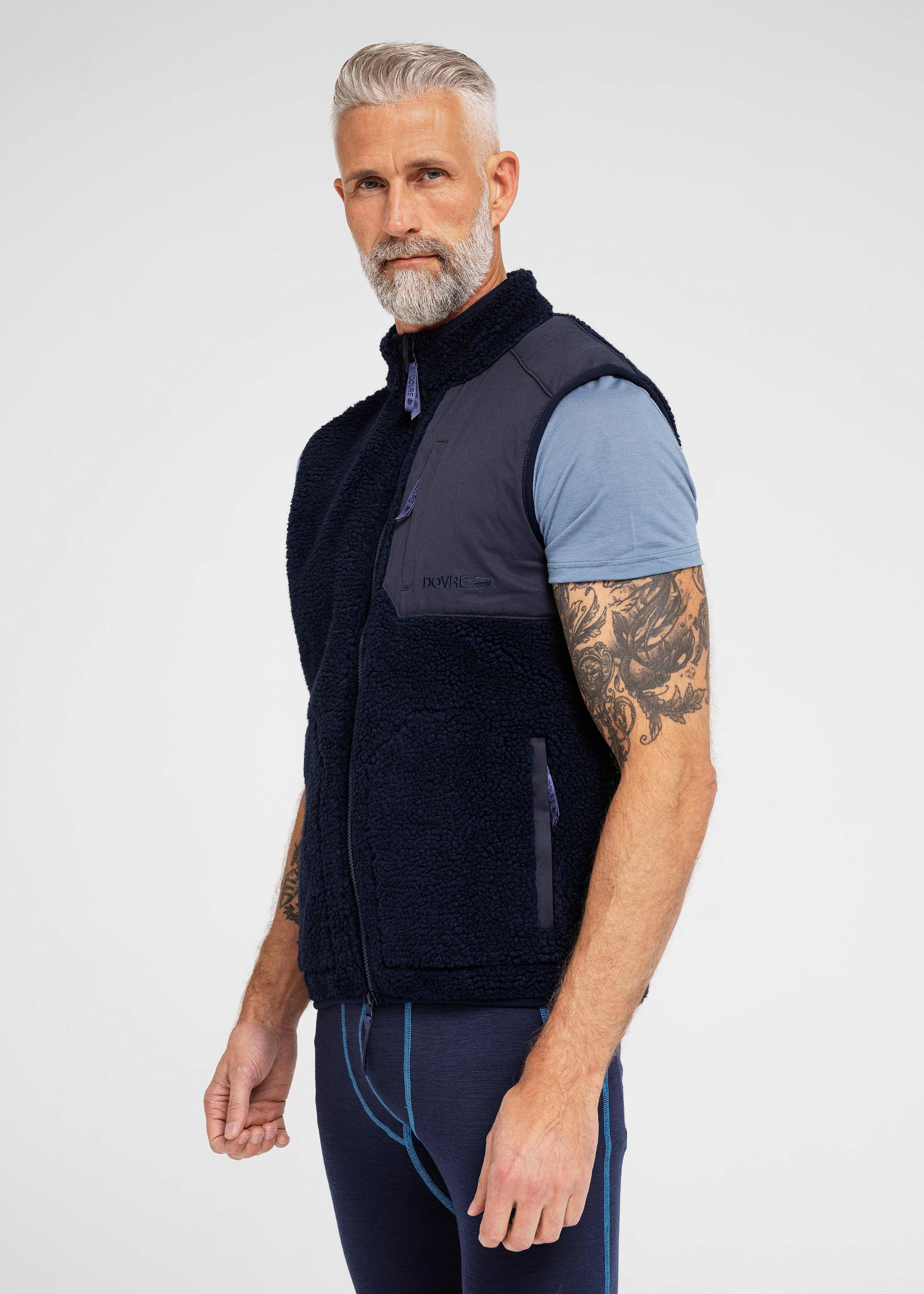 Teddy Fleece Väst | Polyester | Beige, från Dovre, i färgen navy. Klicka för att öppna bilden i stort format
