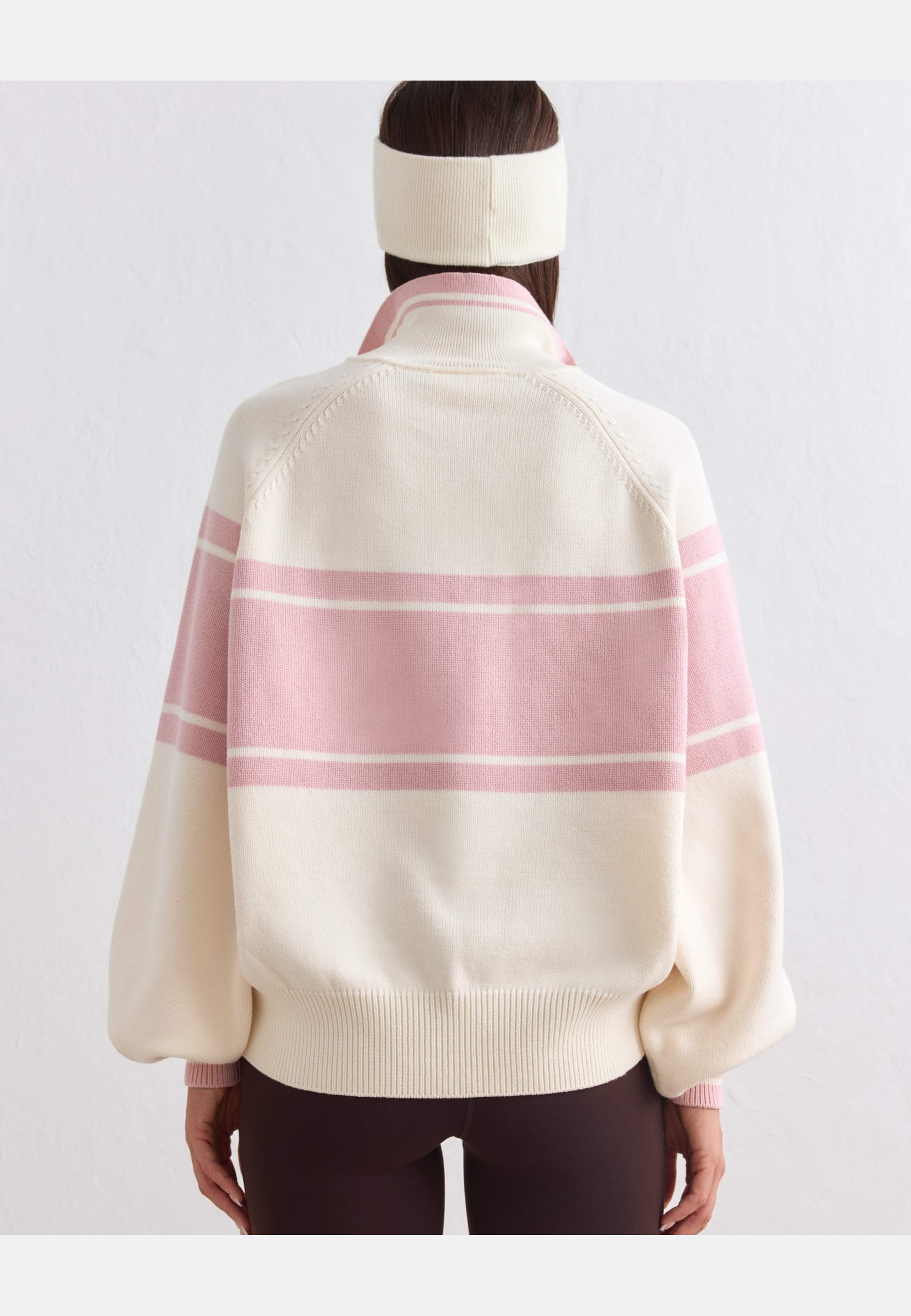 Alpine Knitted Half Zip, från aim'n, i färgen pink frost. Klicka för att öppna bilden i stort format