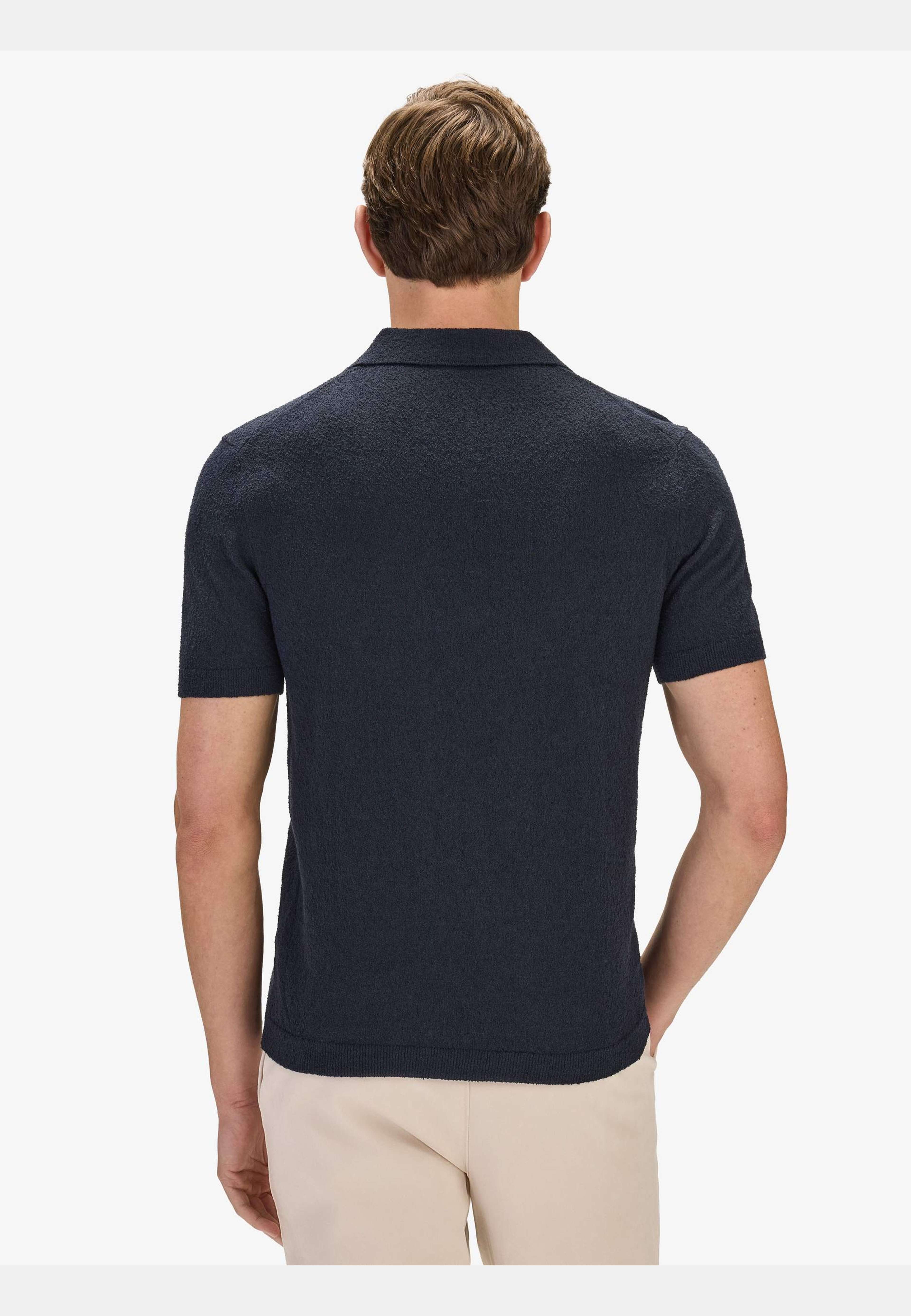 Cotton Boucle Polo S/s Sweater (ben), från John Henric, i färgen navy blue. Klicka för att öppna bilden i stort format