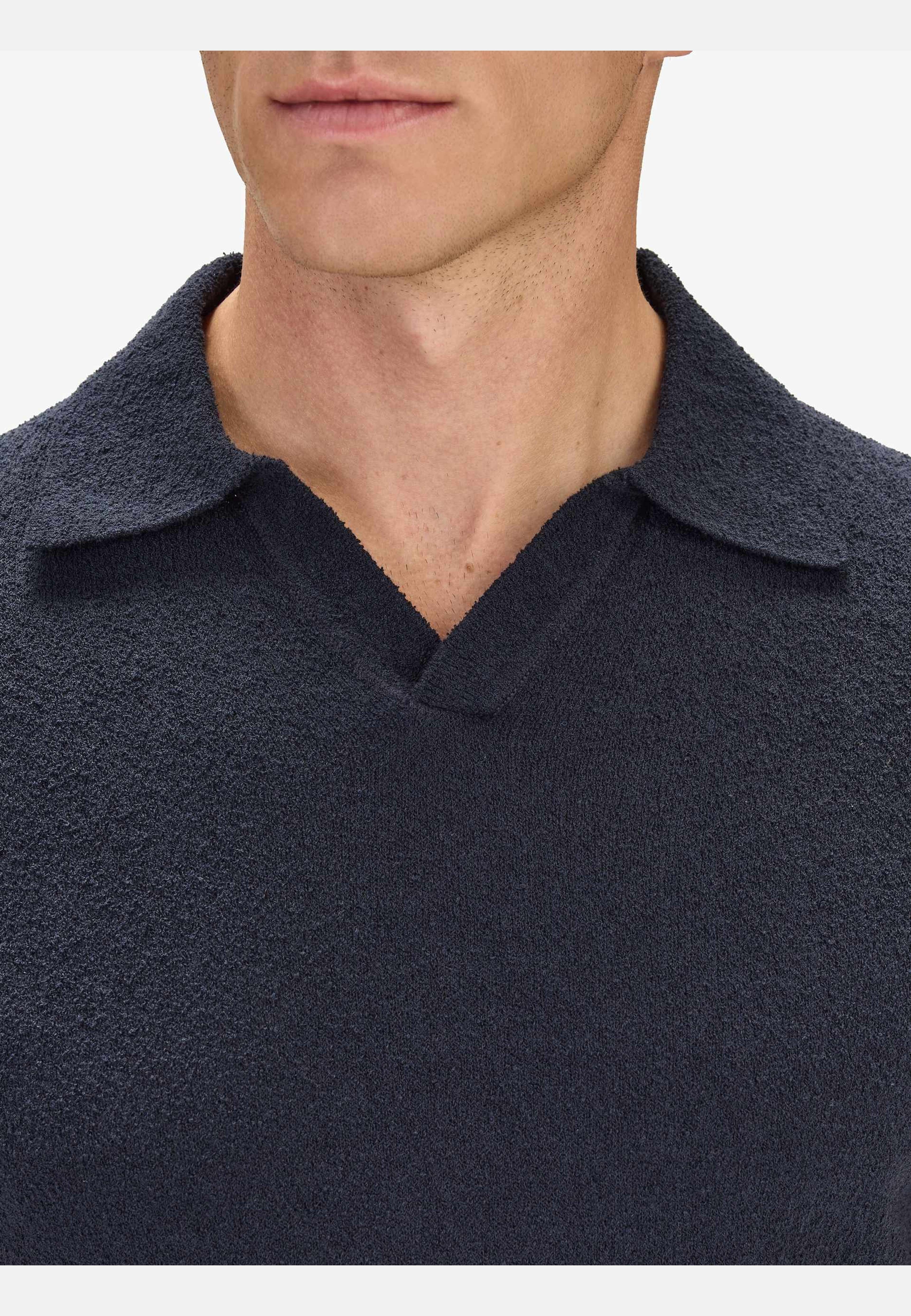 Cotton Boucle Polo S/s Sweater (ben), från John Henric, i färgen navy blue. Klicka för att öppna bilden i stort format