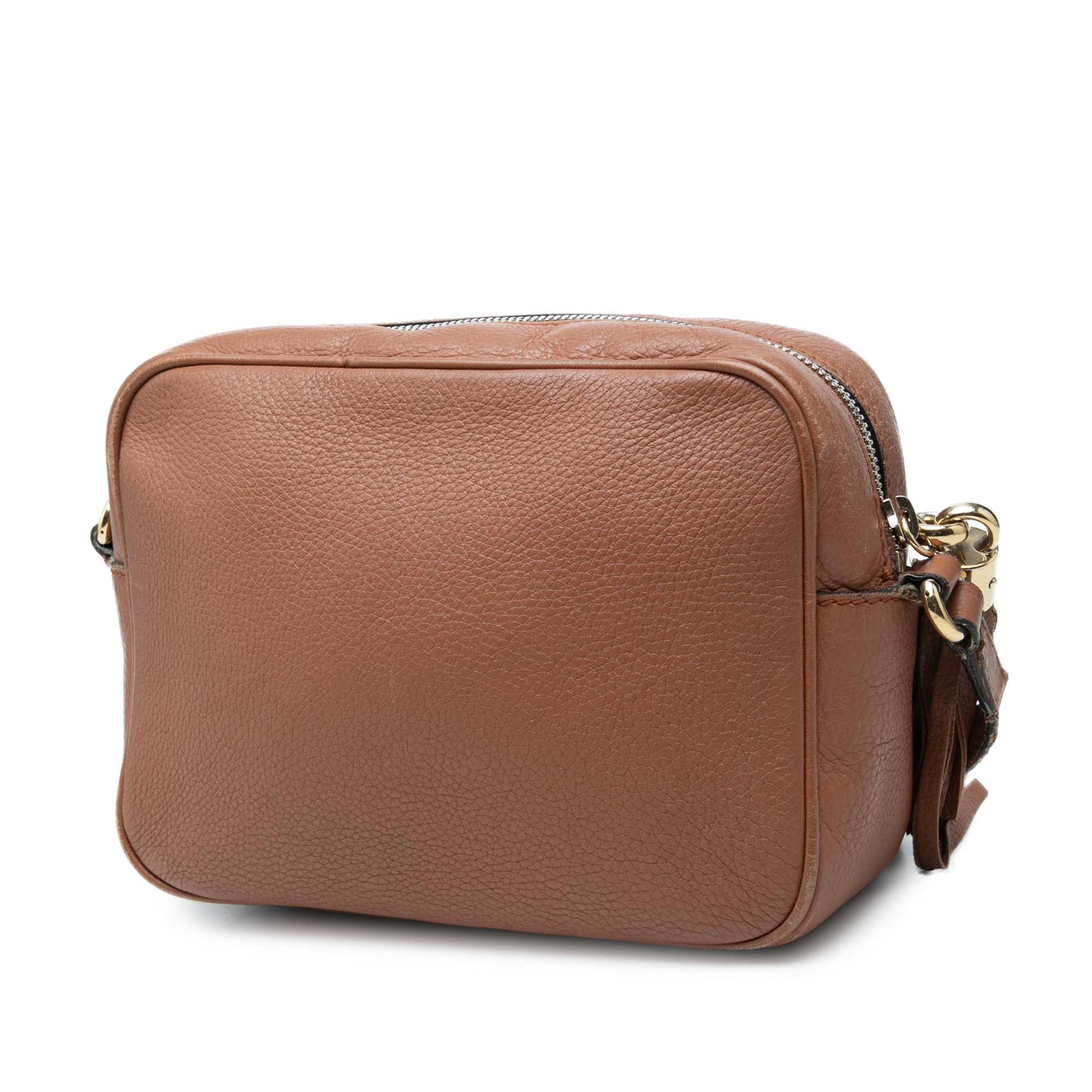 Gucci Calfskin Soho Disco Crossbody, från Luxclusif, i färgen brun. Klicka för att öppna bilden i stort format