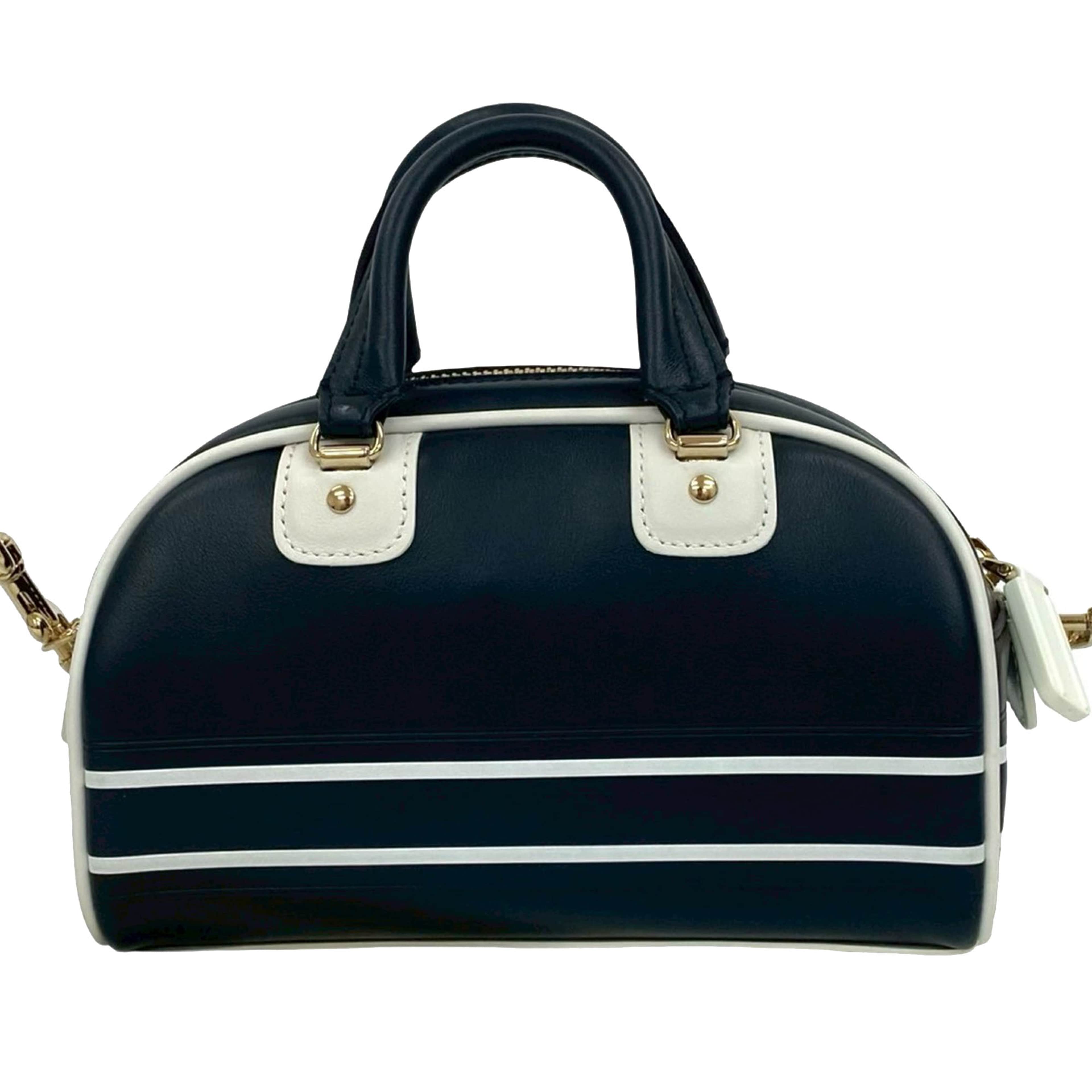 Dior Micro Leather Dior Vibe Zip Bowling Bag, från Luxclusif, i färgen navy. Klicka för att öppna bilden i stort format