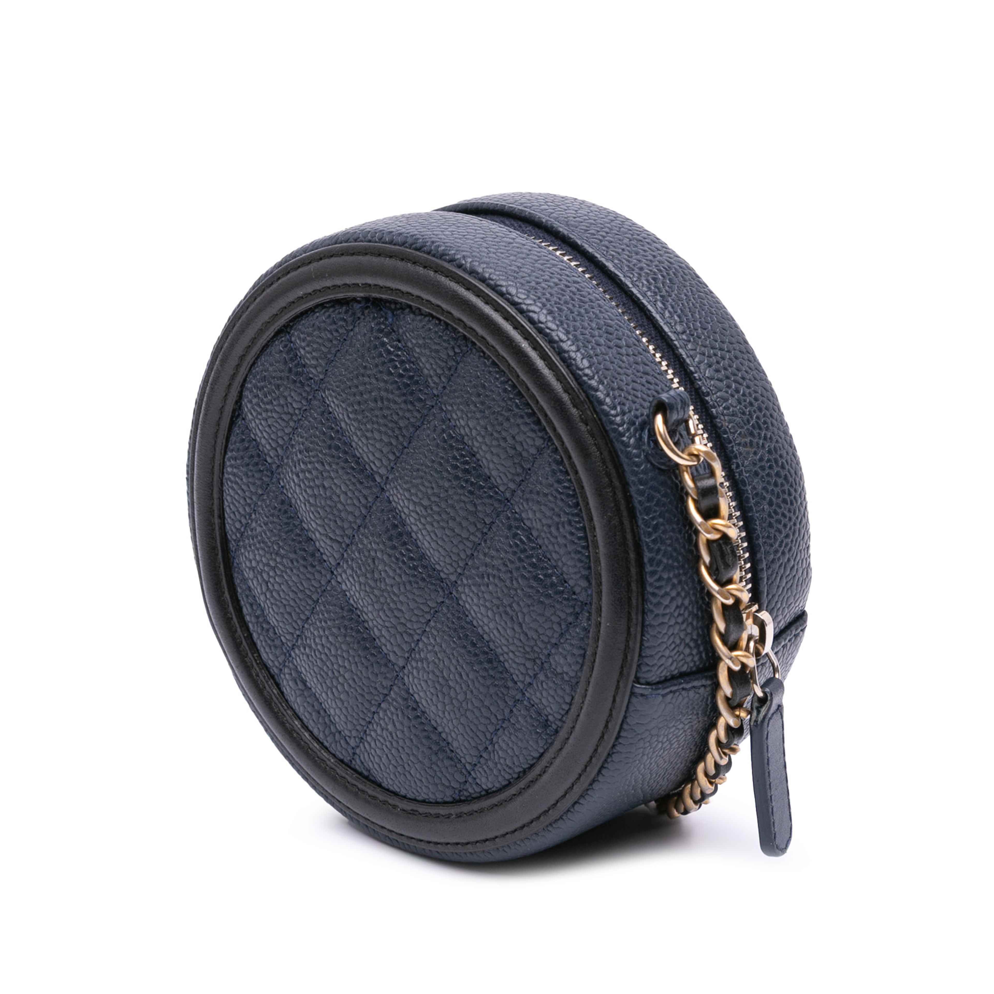 Chanel Caviar Cc Filigree Round Crossbody Bag