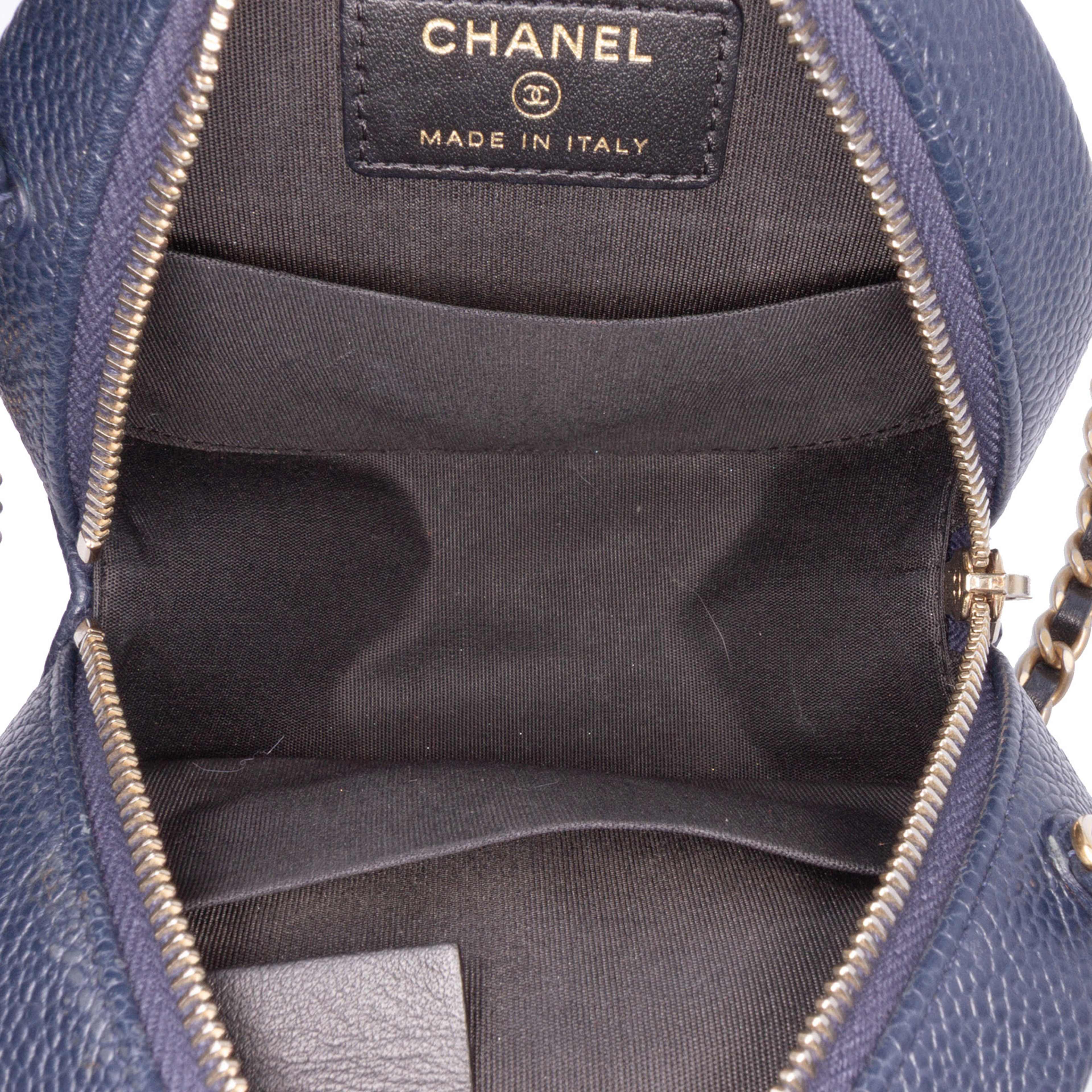 Chanel Caviar Cc Filigree Round Crossbody Bag