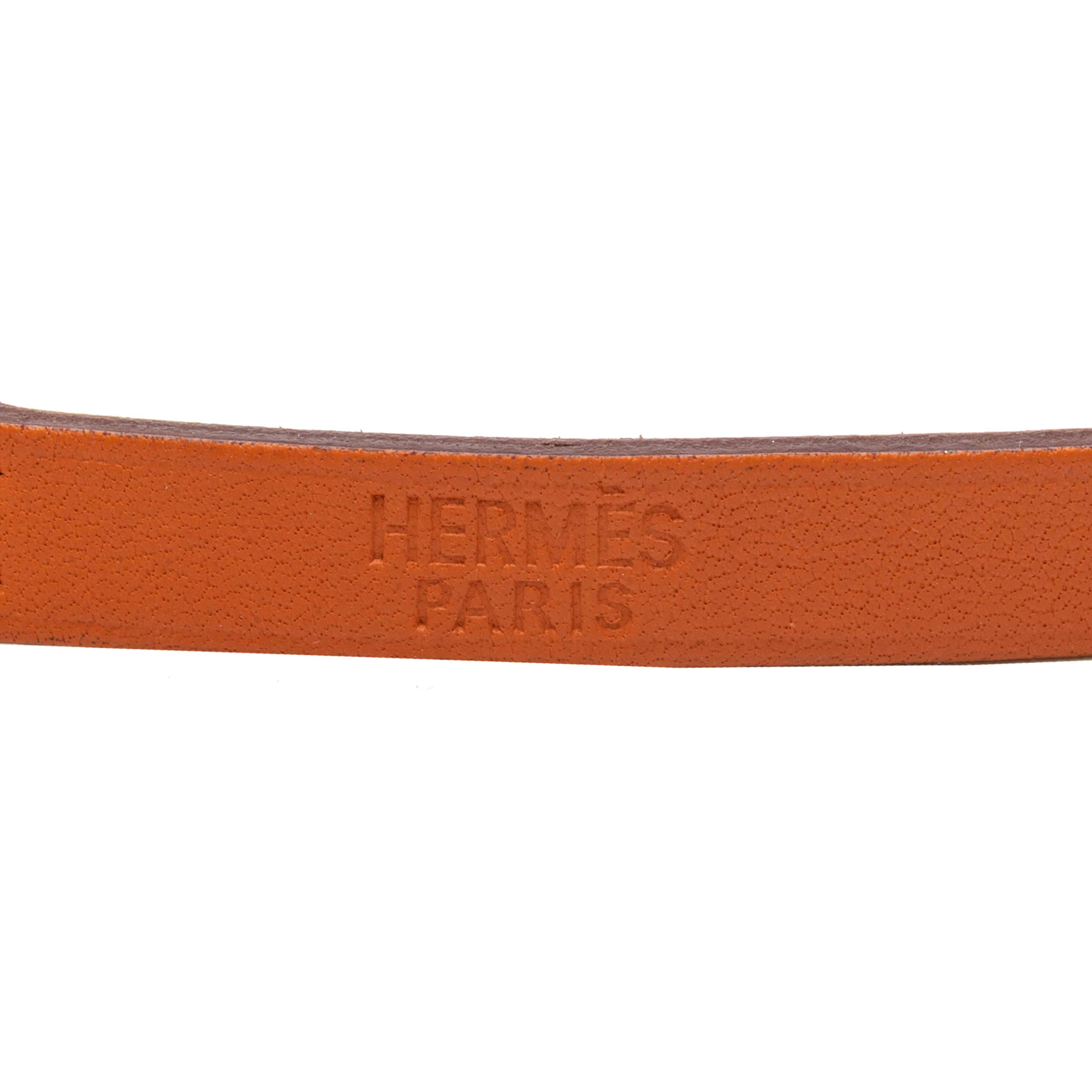 Hermès Leather Behapi Double Tour Bracelet, från Luxclusif, i färgen brown. Klicka för att öppna bilden i stort format