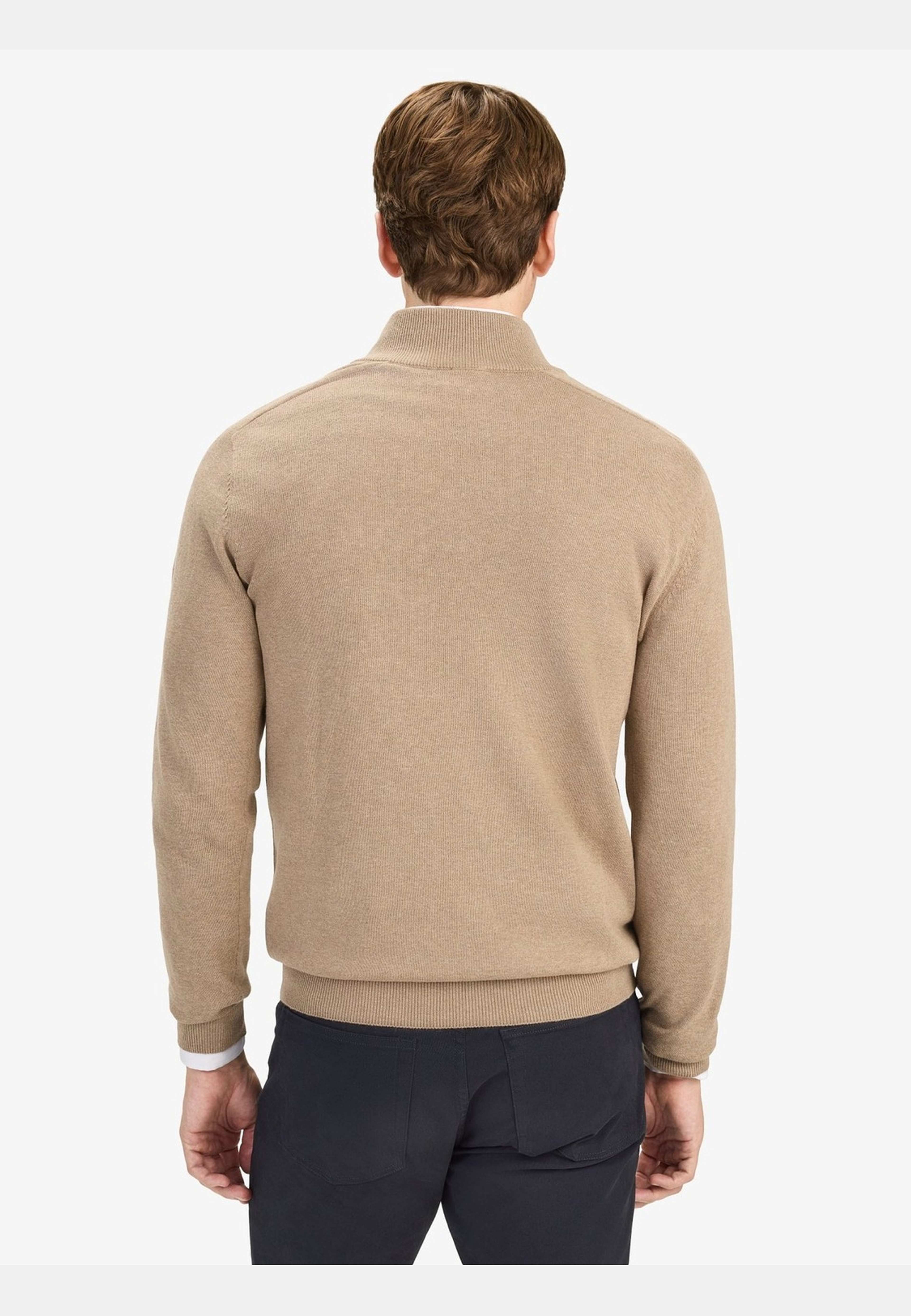 Cotton Plain Knitted Half Zipper Sweater (alex), från John Henric, i färgen cream. Klicka för att öppna bilden i stort format