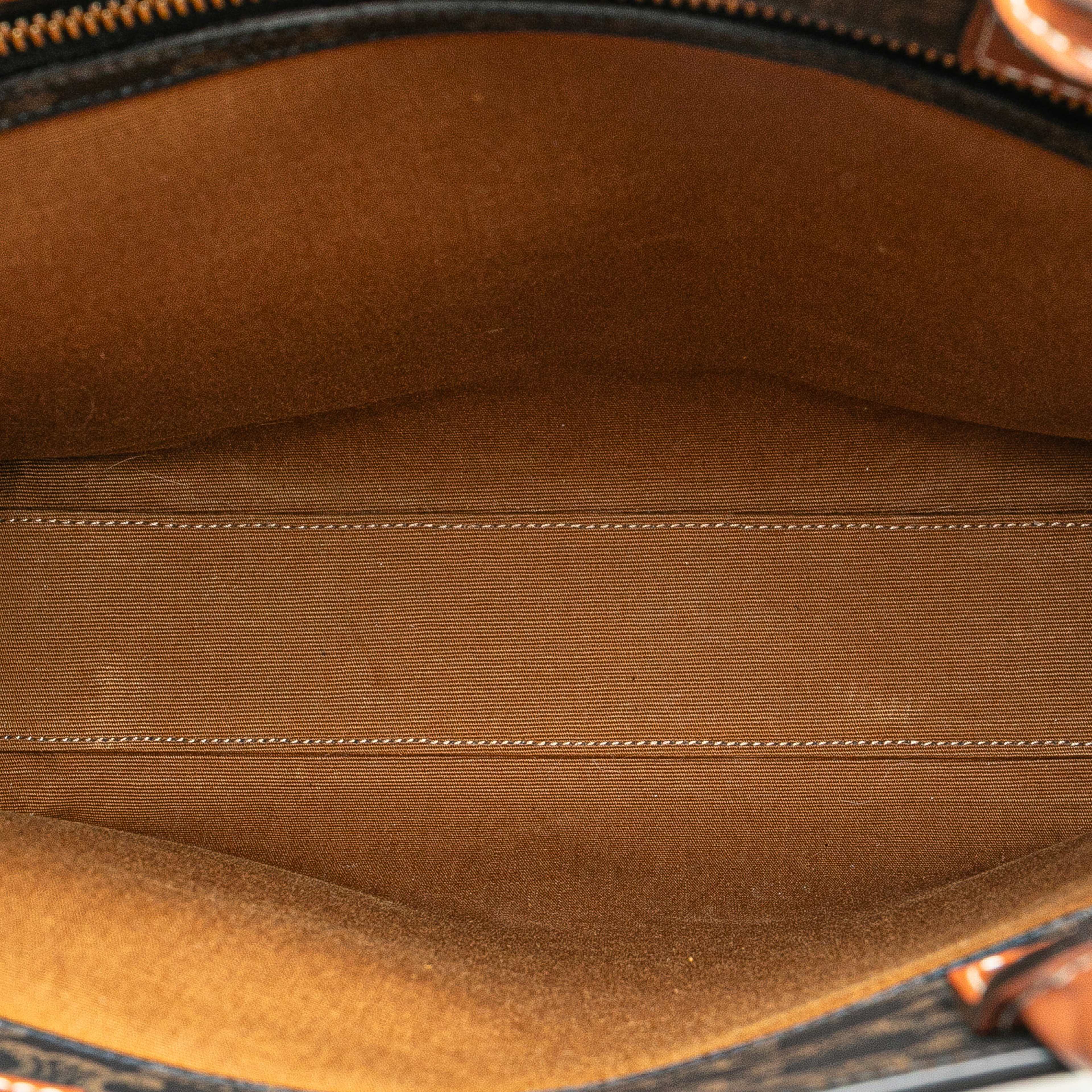 Celine Small Triomphe Coated Canvas Vertical Cabas Tote, från Luxclusif, i färgen dark brown.