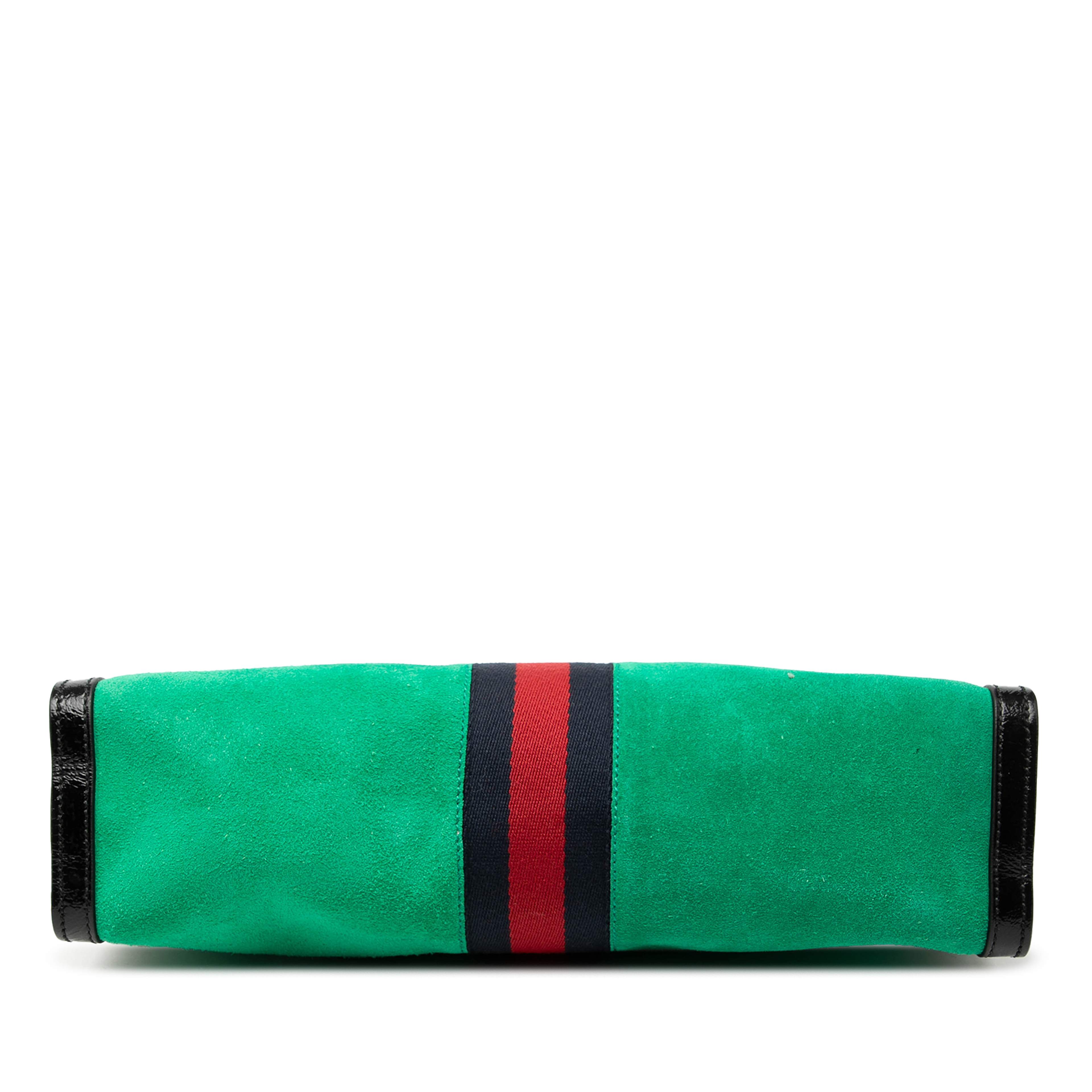 Gucci Medium Suede Web Ophidia Chain Shoulder Bag, från Luxclusif, i färgen green. Klicka för att öppna bilden i stort format