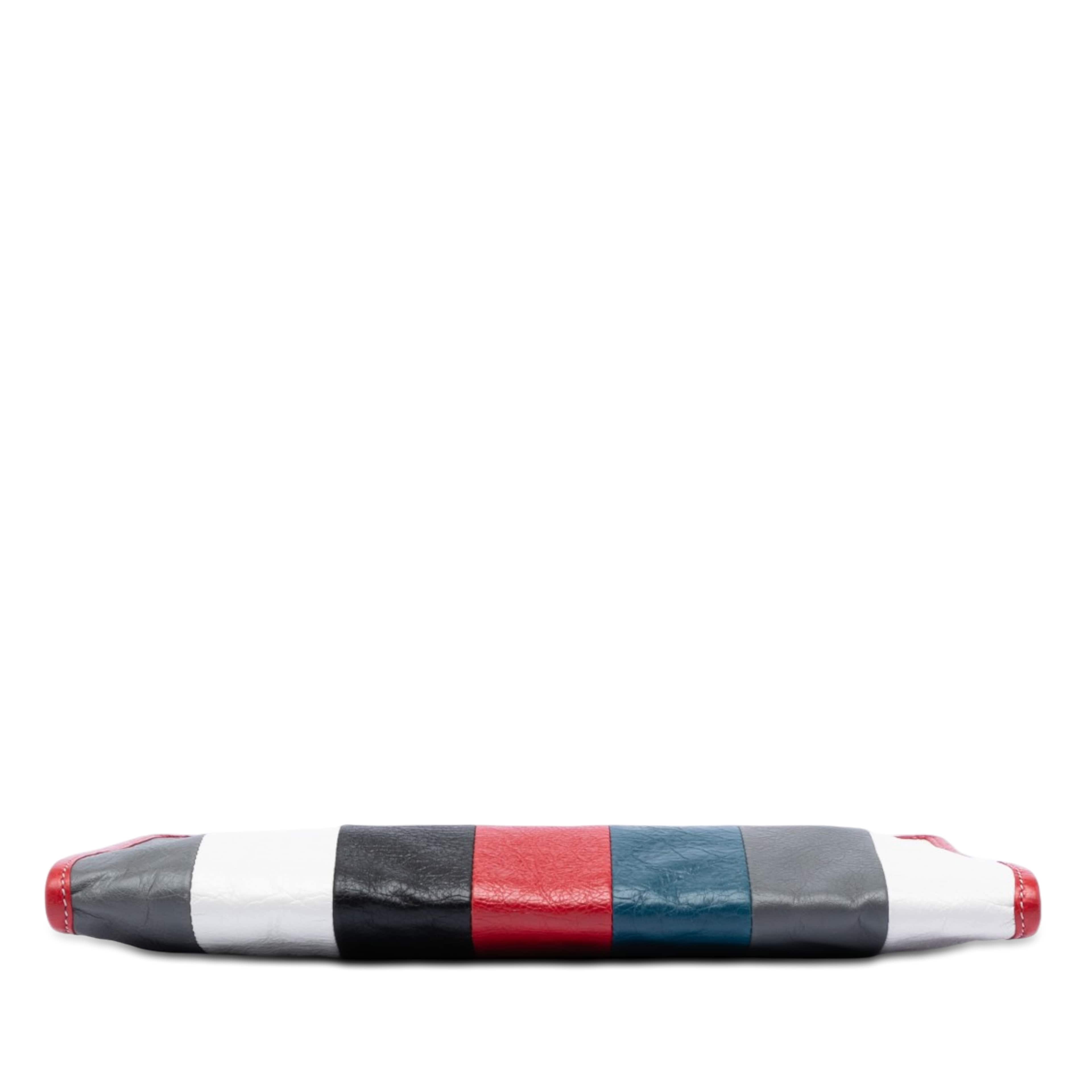 Balenciaga Lambskin Striped Bazar Clutch, från Luxclusif, i färgen multi. Klicka för att öppna bilden i stort format
