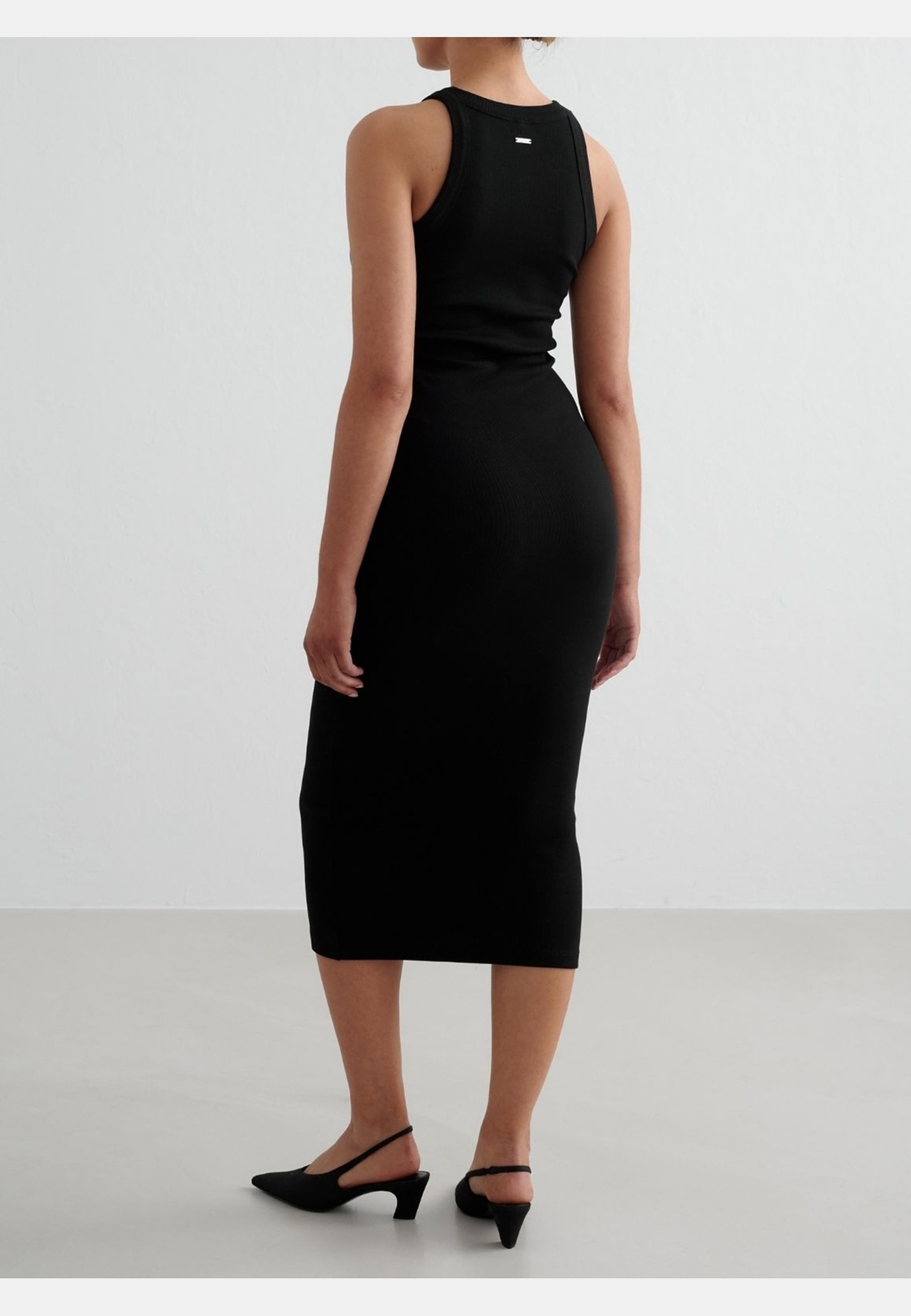 Black Ease Ribbed Tank Dress