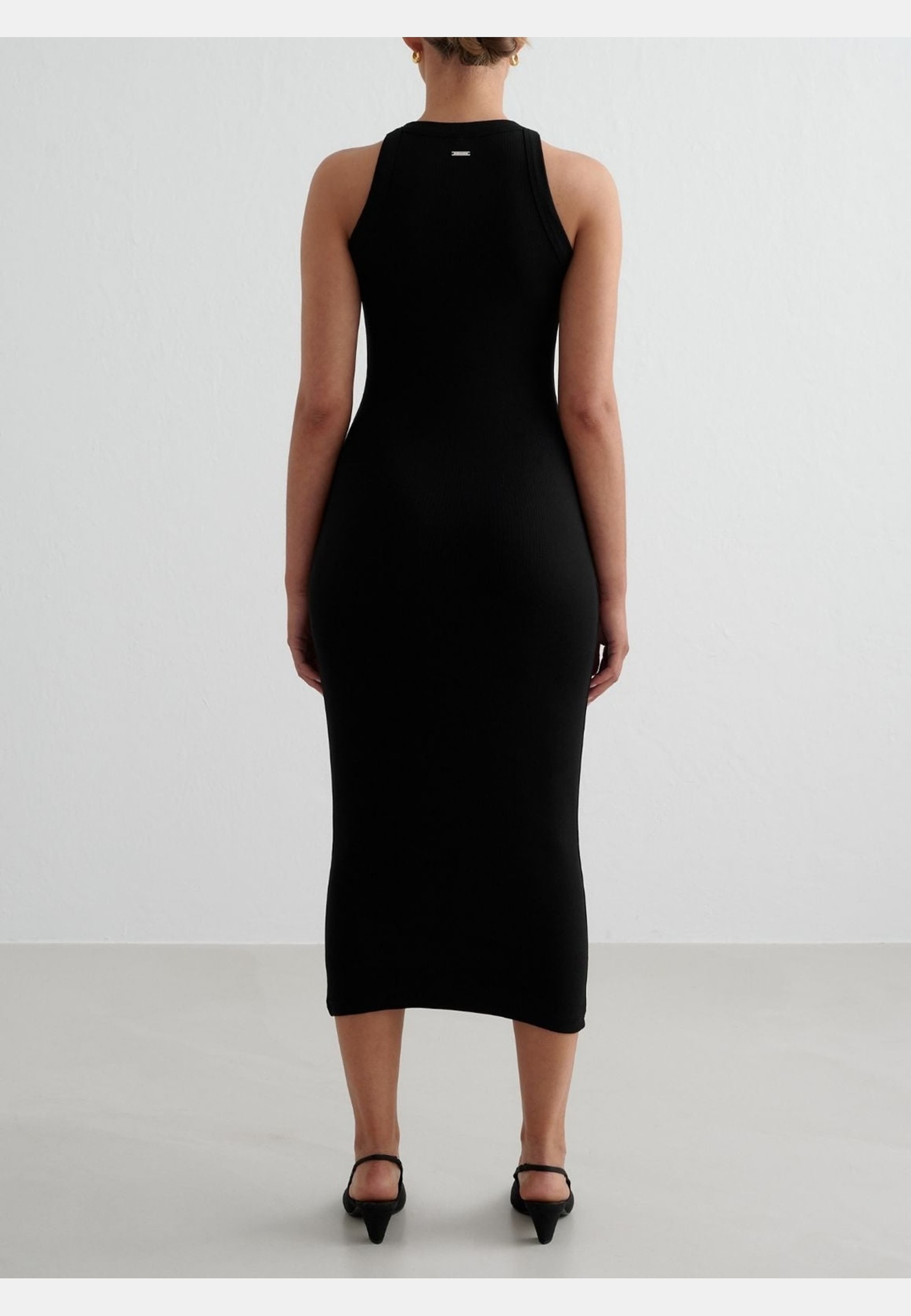 Black Ease Ribbed Tank Dress