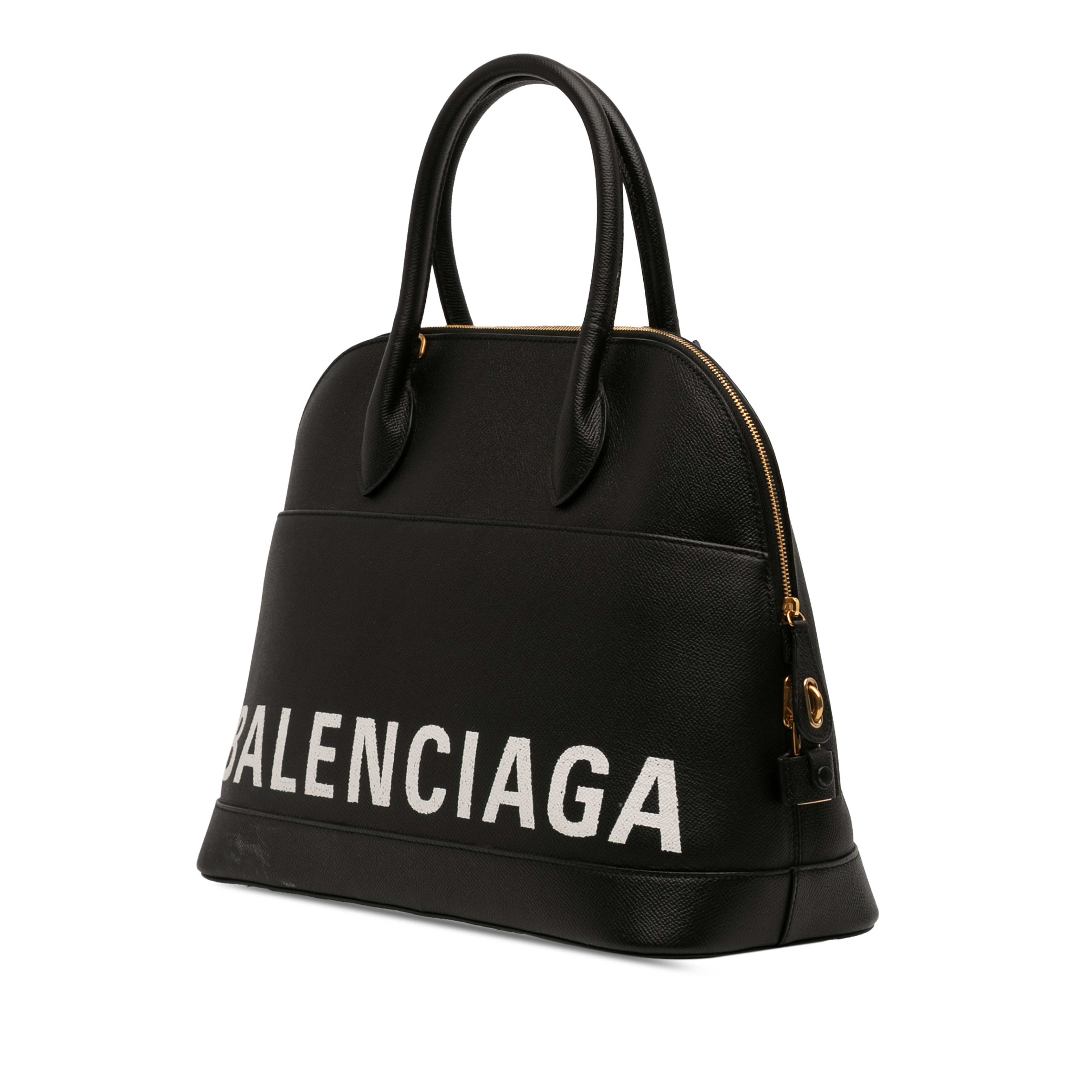 Balenciaga Grained Calfskin Ville Top Handle Bag M, från Luxclusif, i färgen svart. Klicka för att öppna bilden i stort format