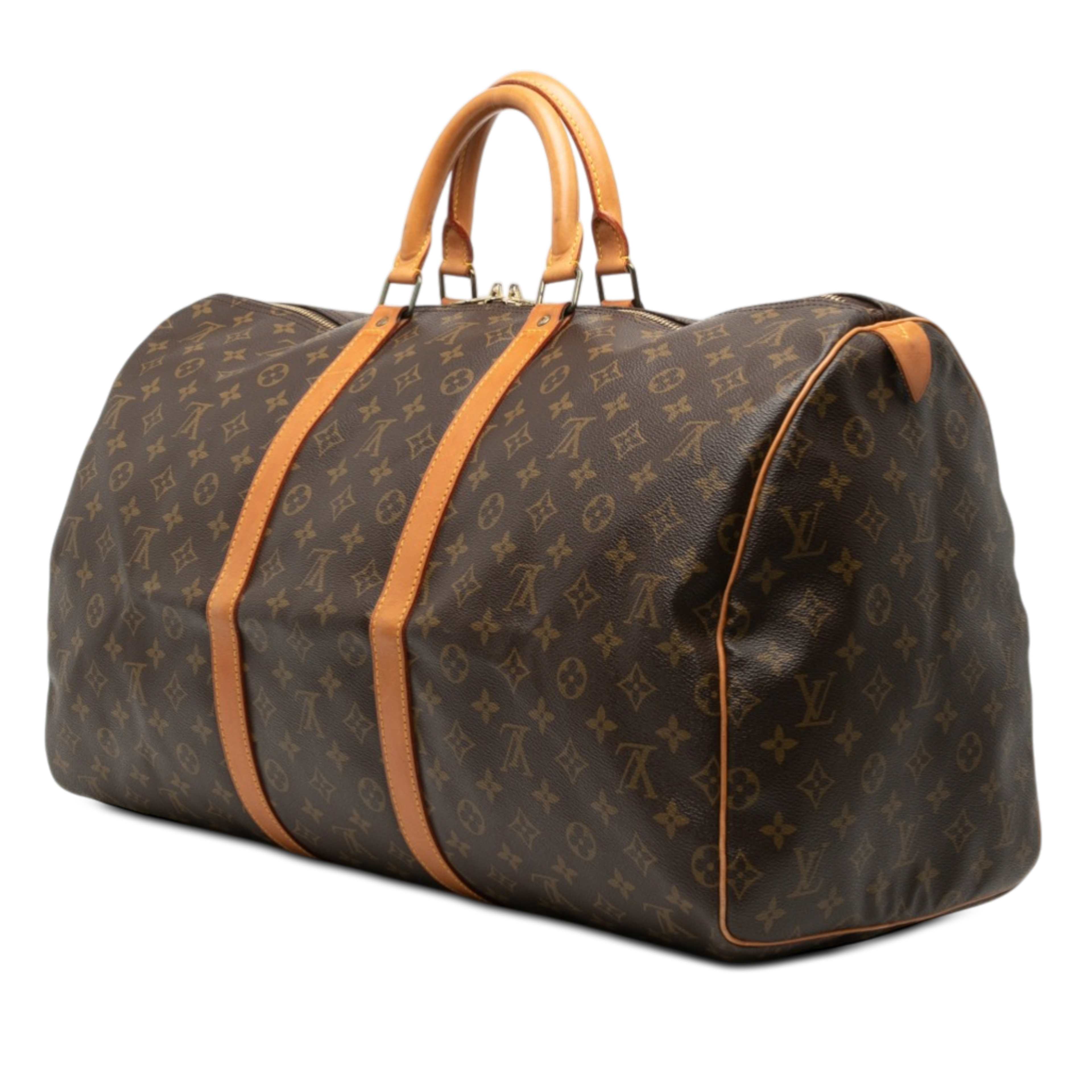 Louis Vuitton Monogram Keepall 55, från Luxclusif, i färgen brun. Klicka för att öppna bilden i stort format