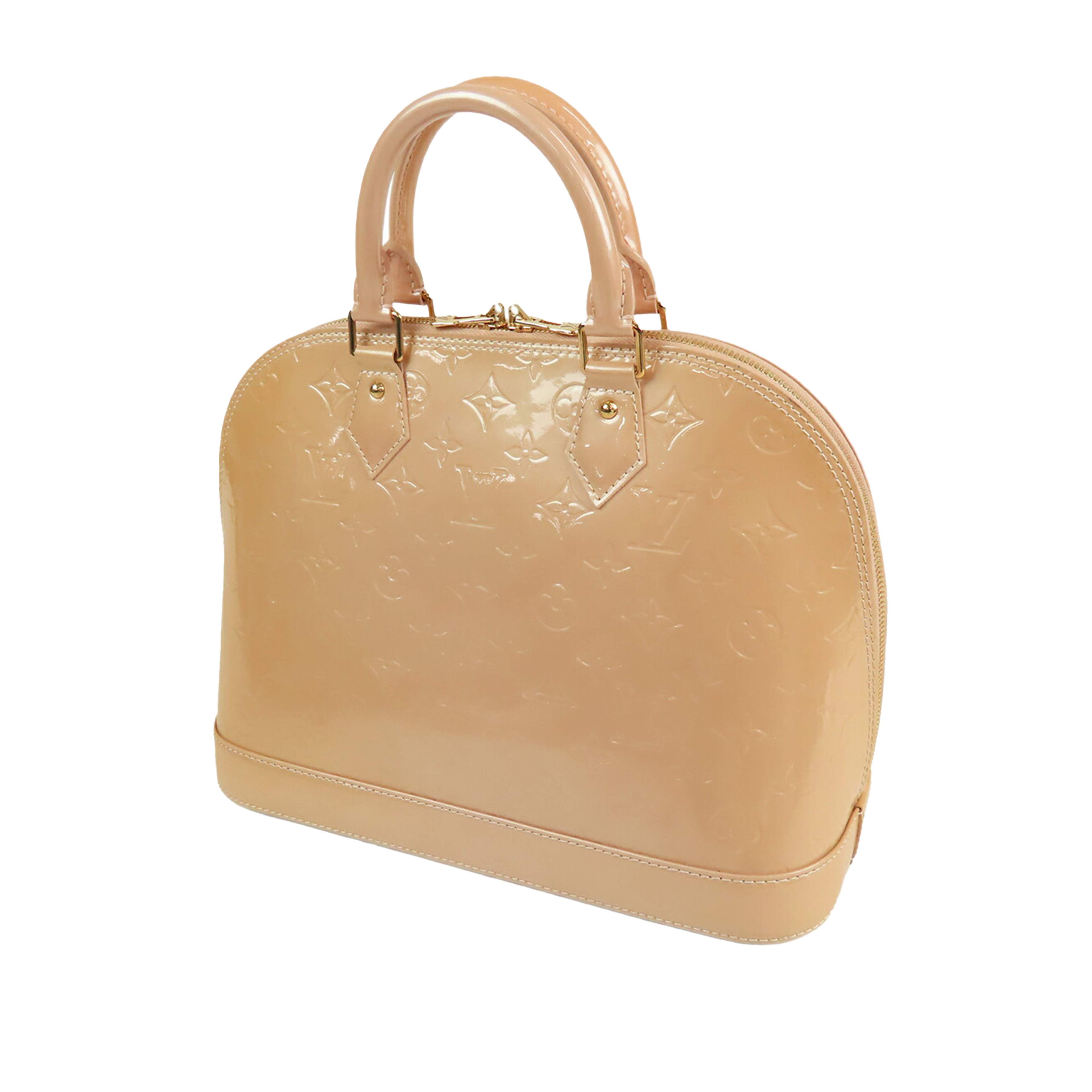 Louis Vuitton Monogram Vernis Alma Pm, från Luxclusif, i färgen beige. Klicka för att öppna bilden i stort format