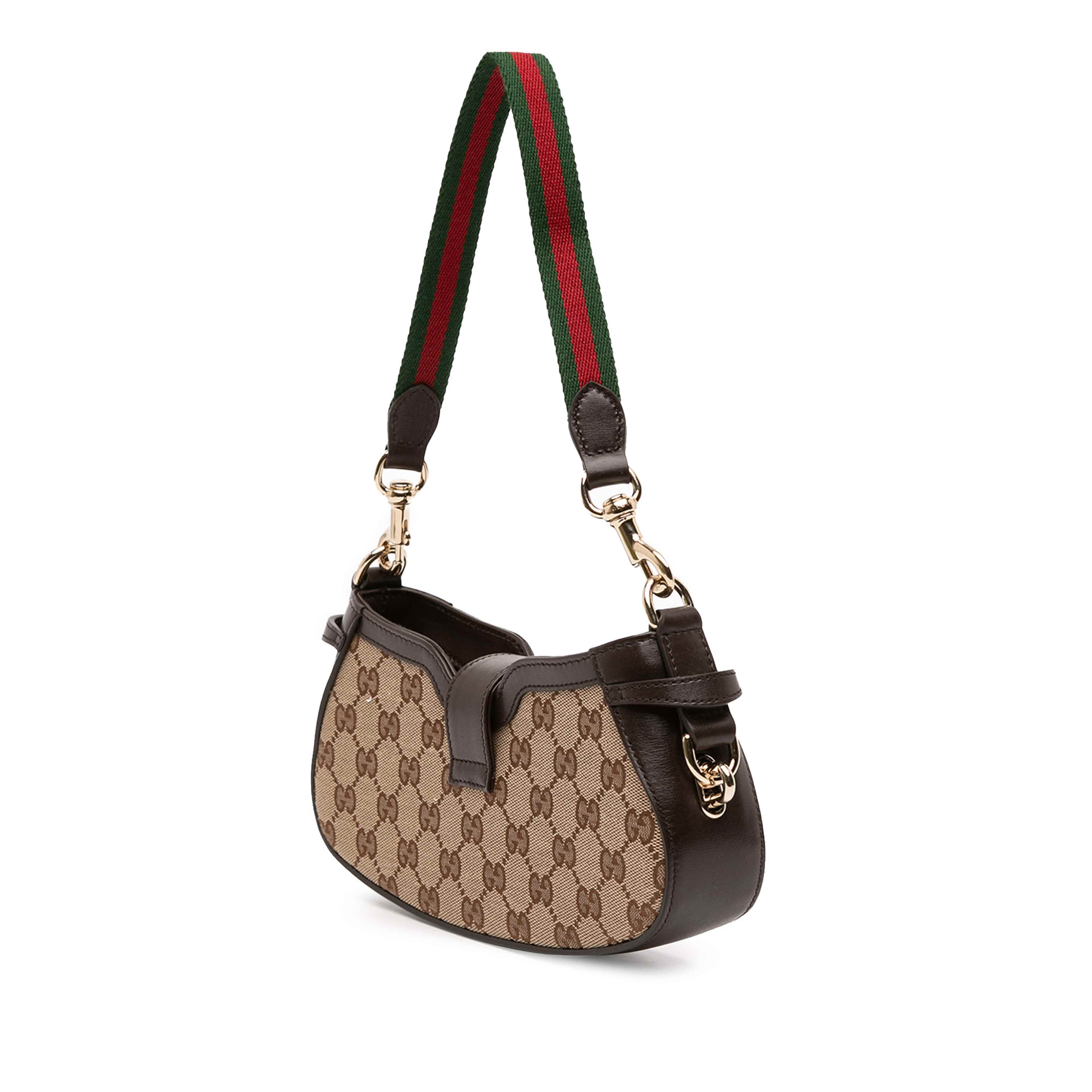Gucci Mini Gg Supreme Moon Side Web Shoulder Bag, från Luxclusif, i färgen beige. Klicka för att öppna bilden i stort format