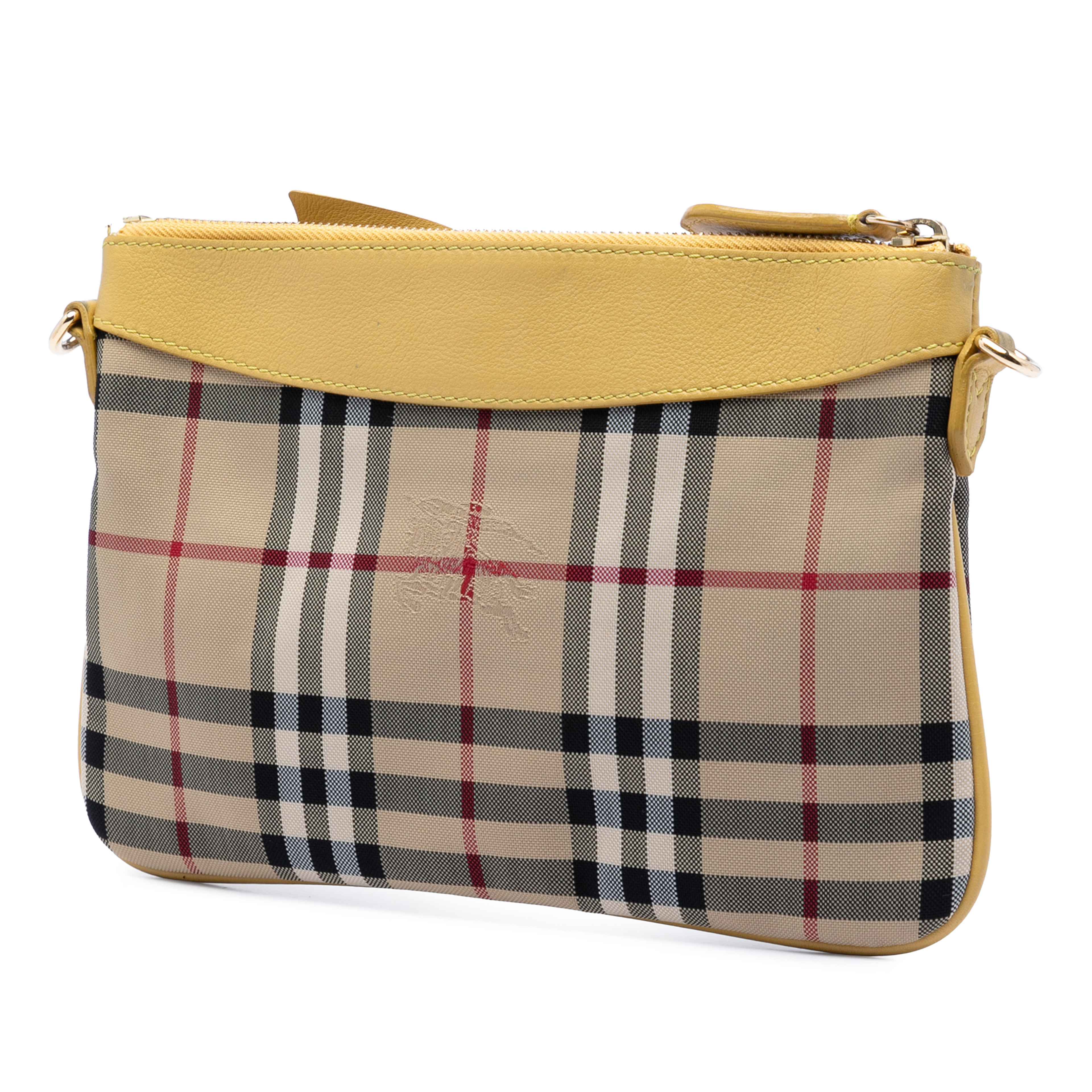 Burberry Haymarket Check Coated Canvas Bow Tie Crossbody, från Luxclusif, i färgen beige. Klicka för att öppna bilden i stort format
