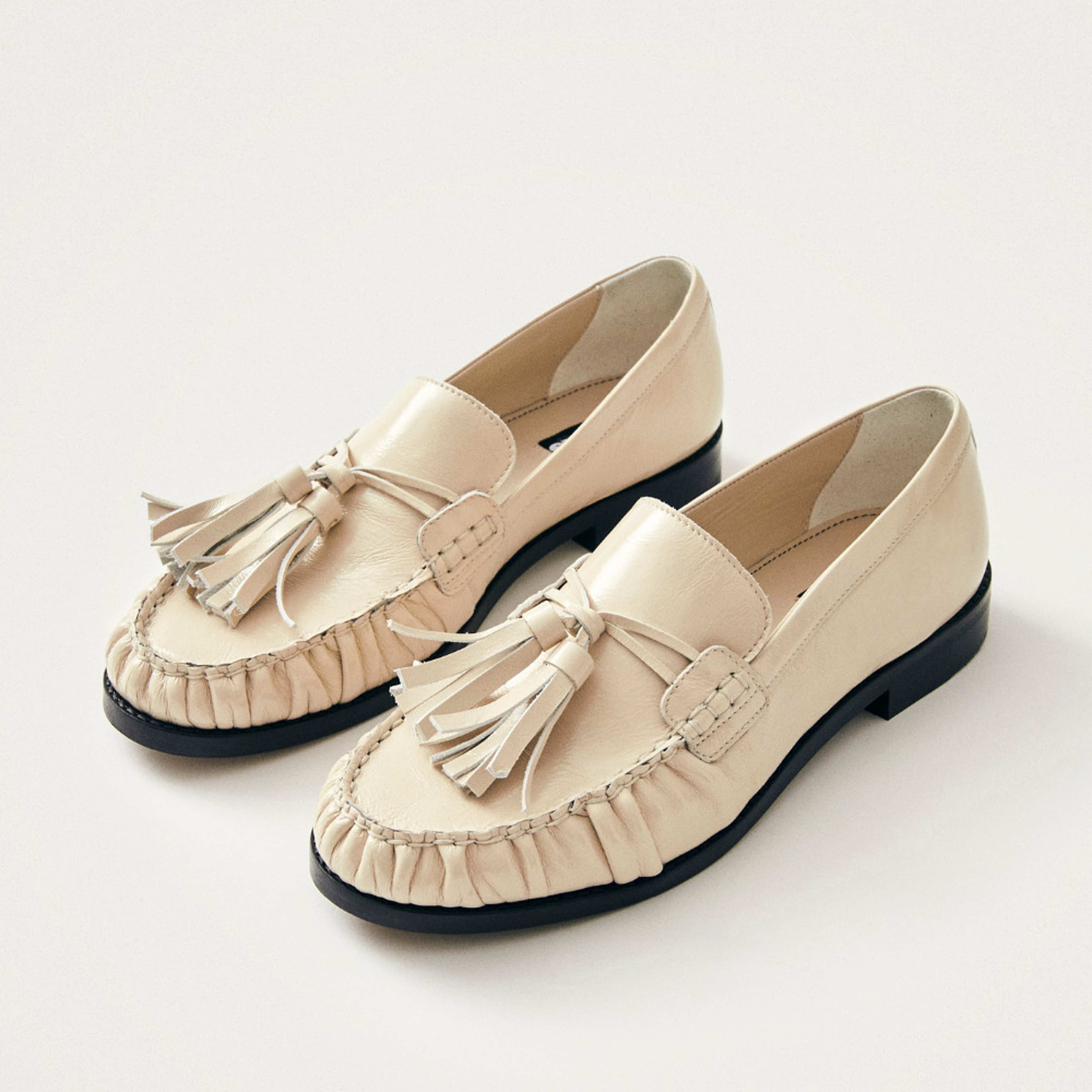 Marietta Onix Cream Leather Loafers