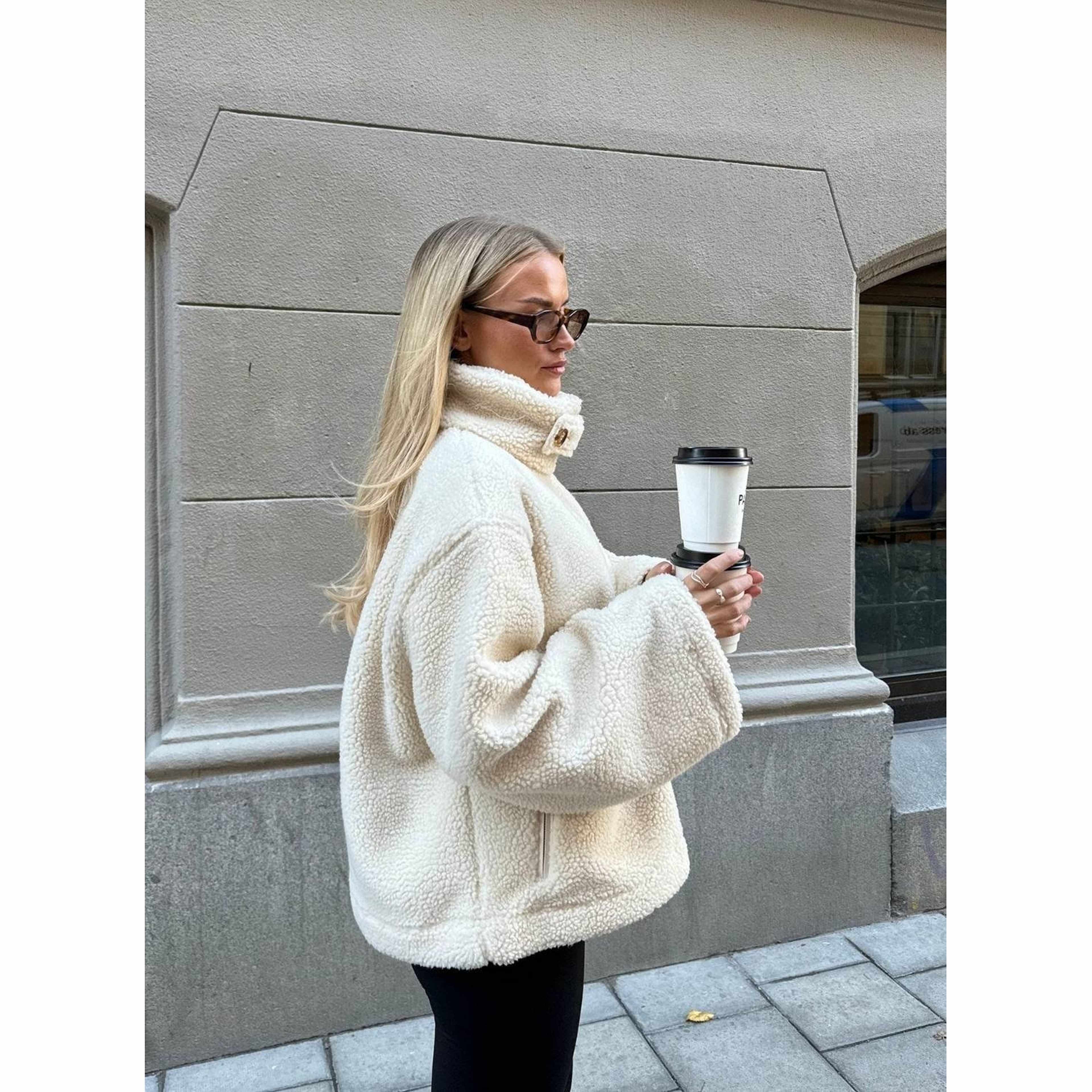 Almond White Pile Anorak