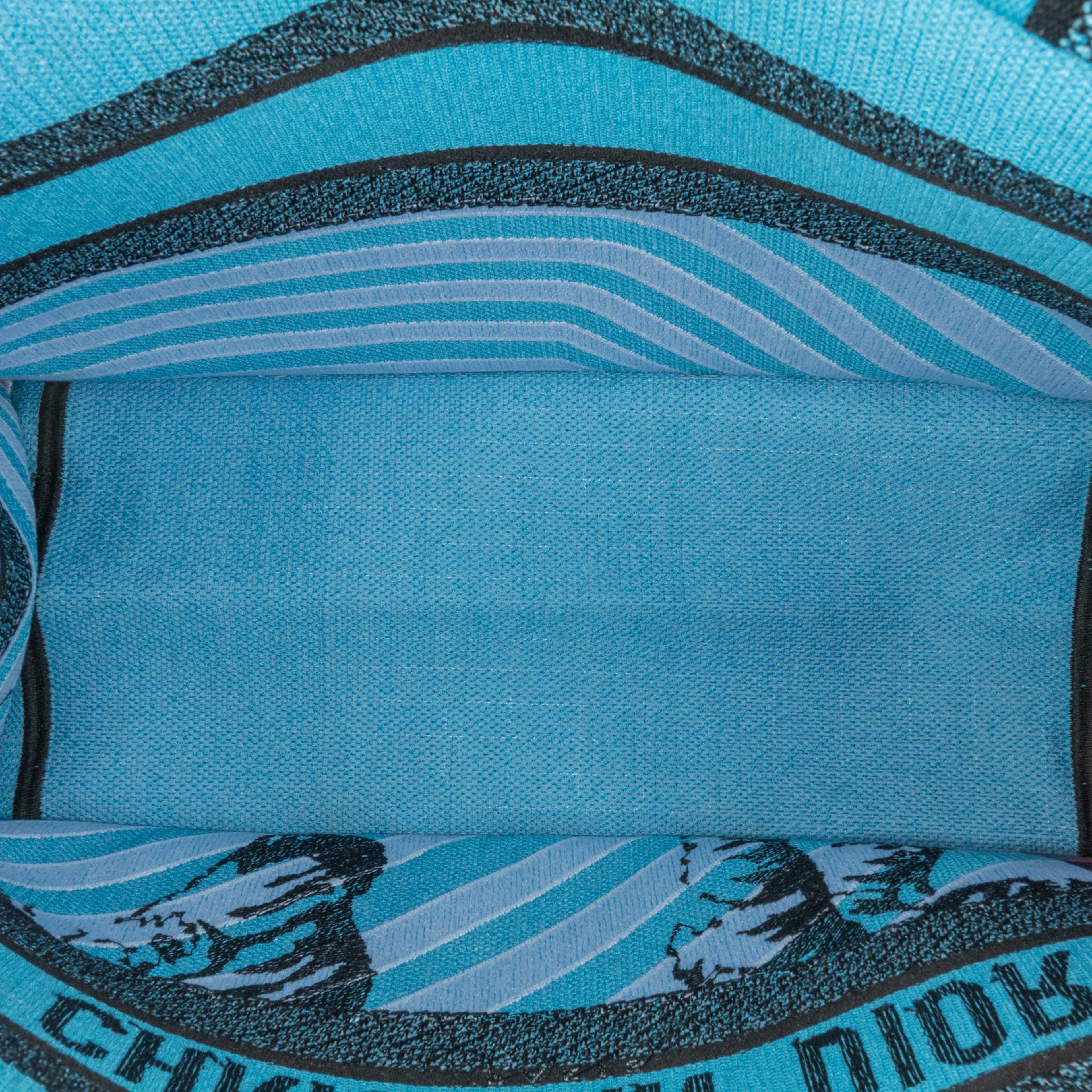 Dior Medium Embroidered Canvas Zebra D Jungle Pop Book Tote, från Luxclusif, i färgen light blue. Klicka för att öppna bilden i stort format