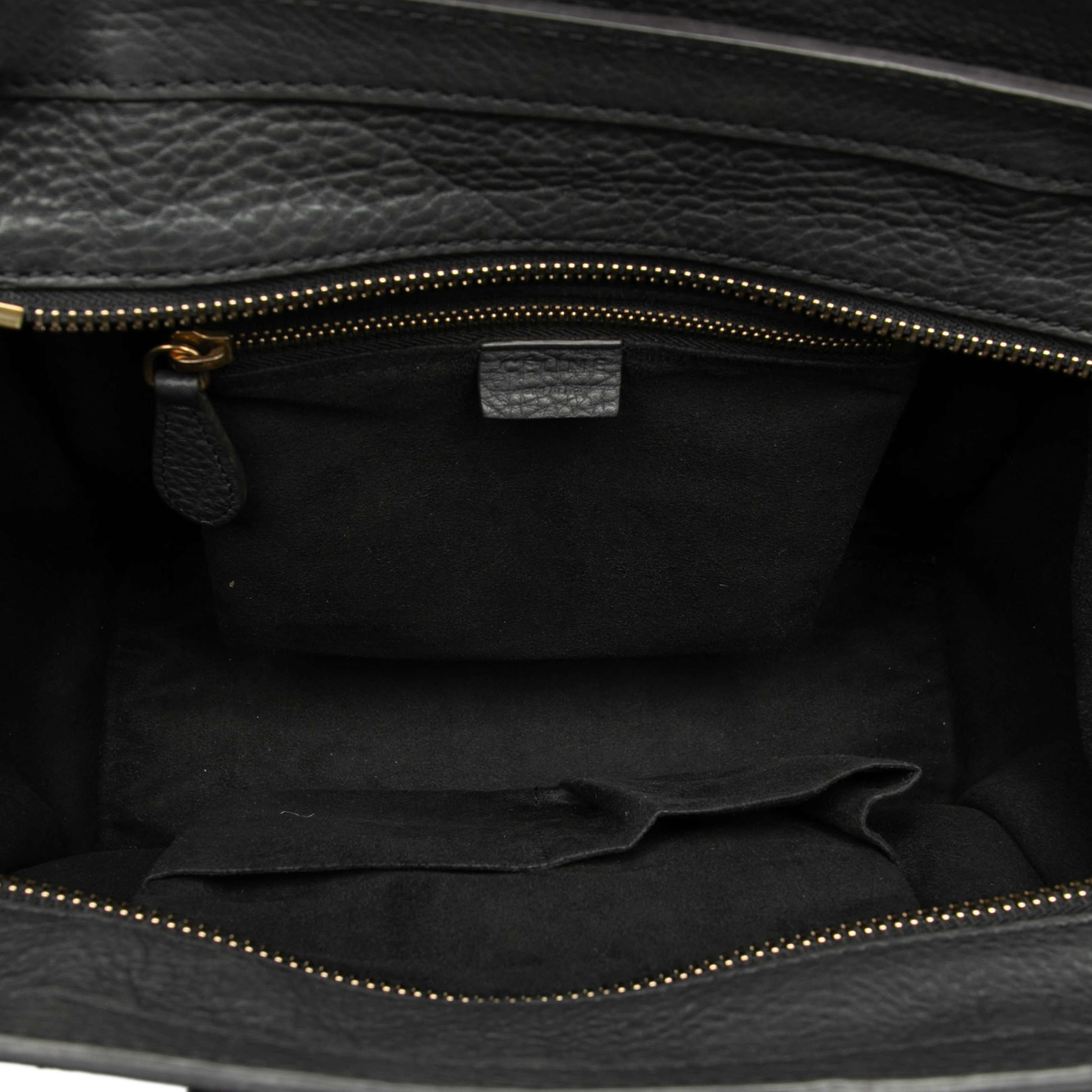 Celine Micro Drummed Calfskin Luggage Tote, från Luxclusif, i färgen black. Klicka för att öppna bilden i stort format