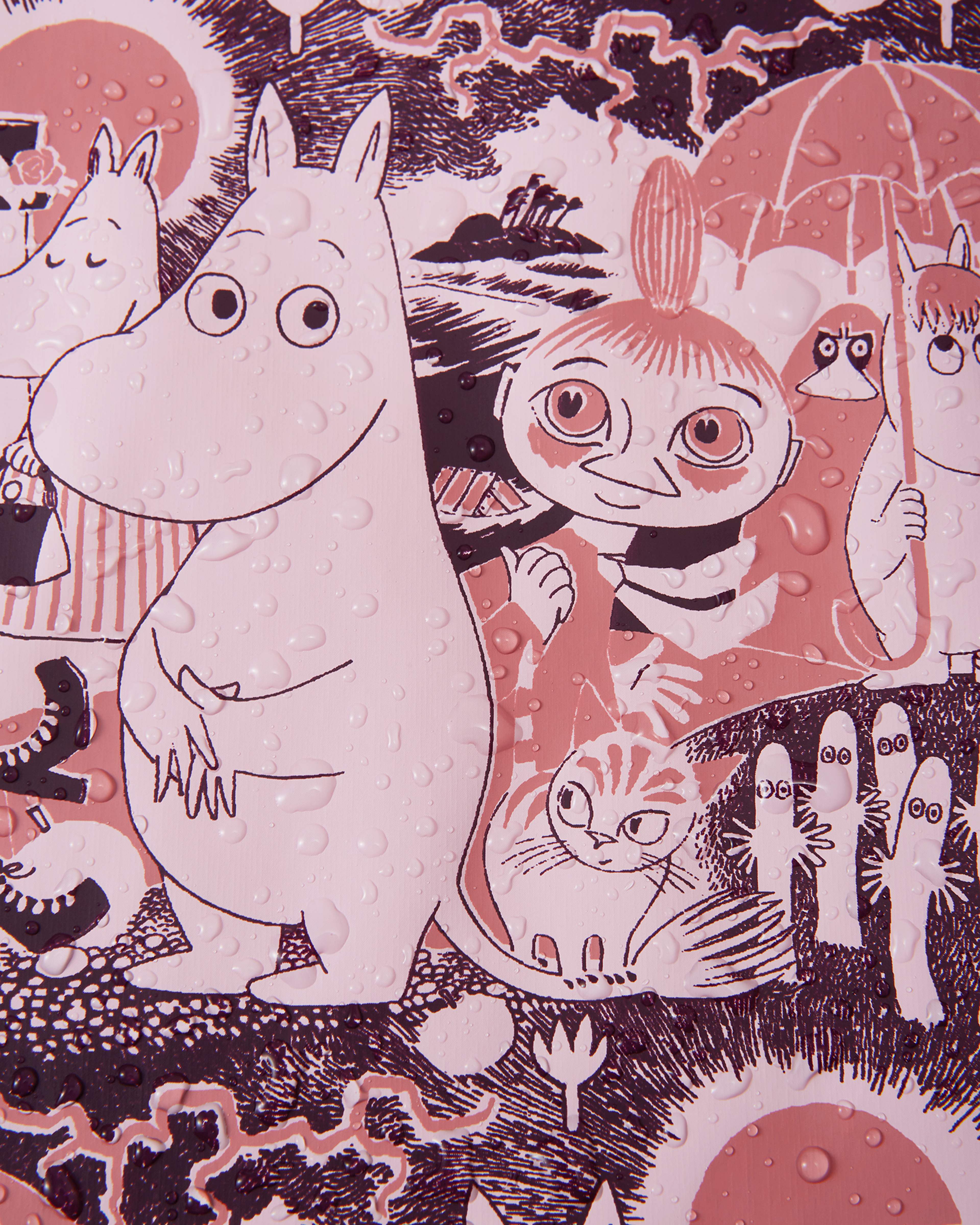 Regnöverall Moomin Rapakko, från Reima, i färgen pale rose. Klicka för att öppna bilden i stort format