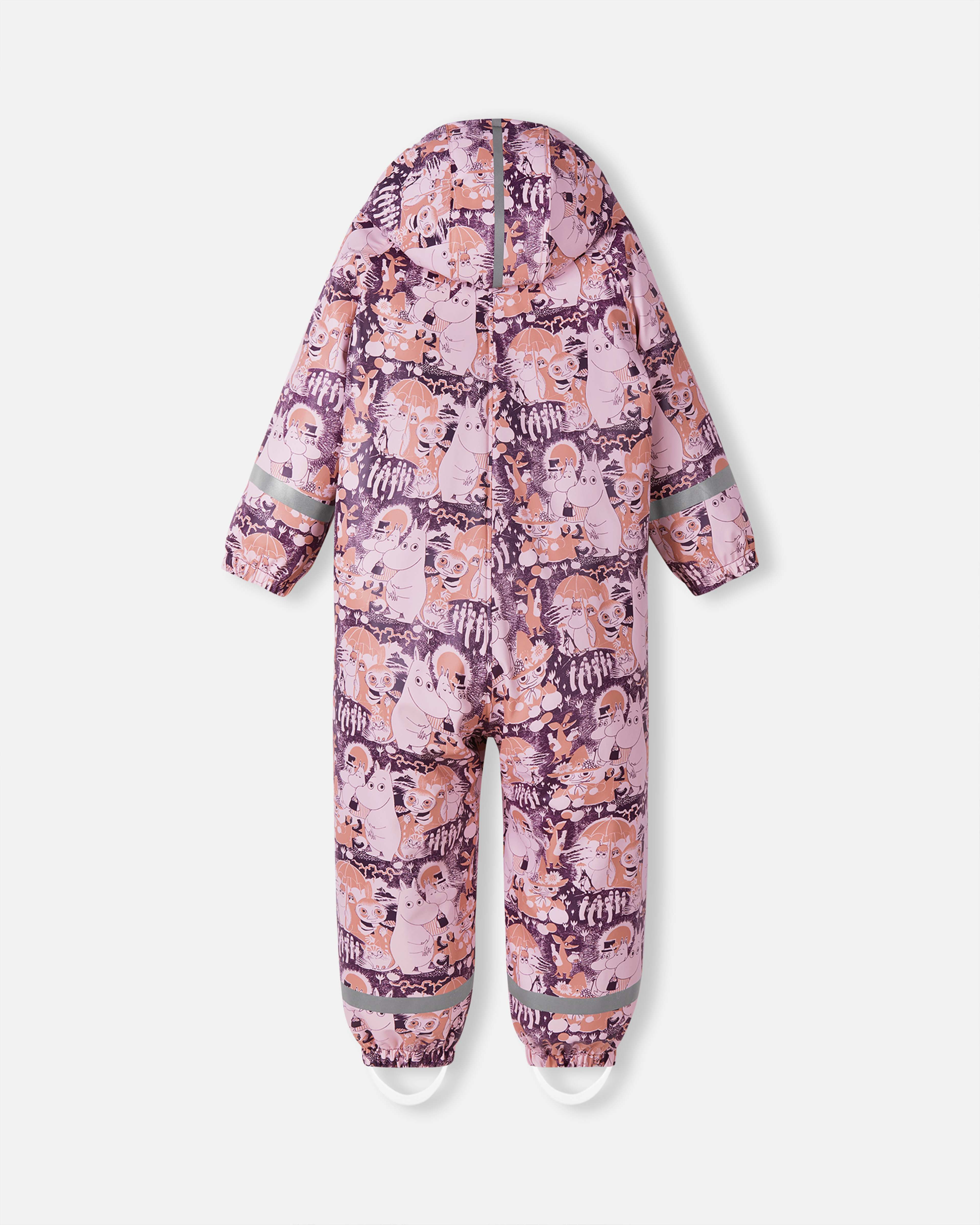 Regnöverall Moomin Rapakko, från Reima, i färgen pale rose. Klicka för att öppna bilden i stort format