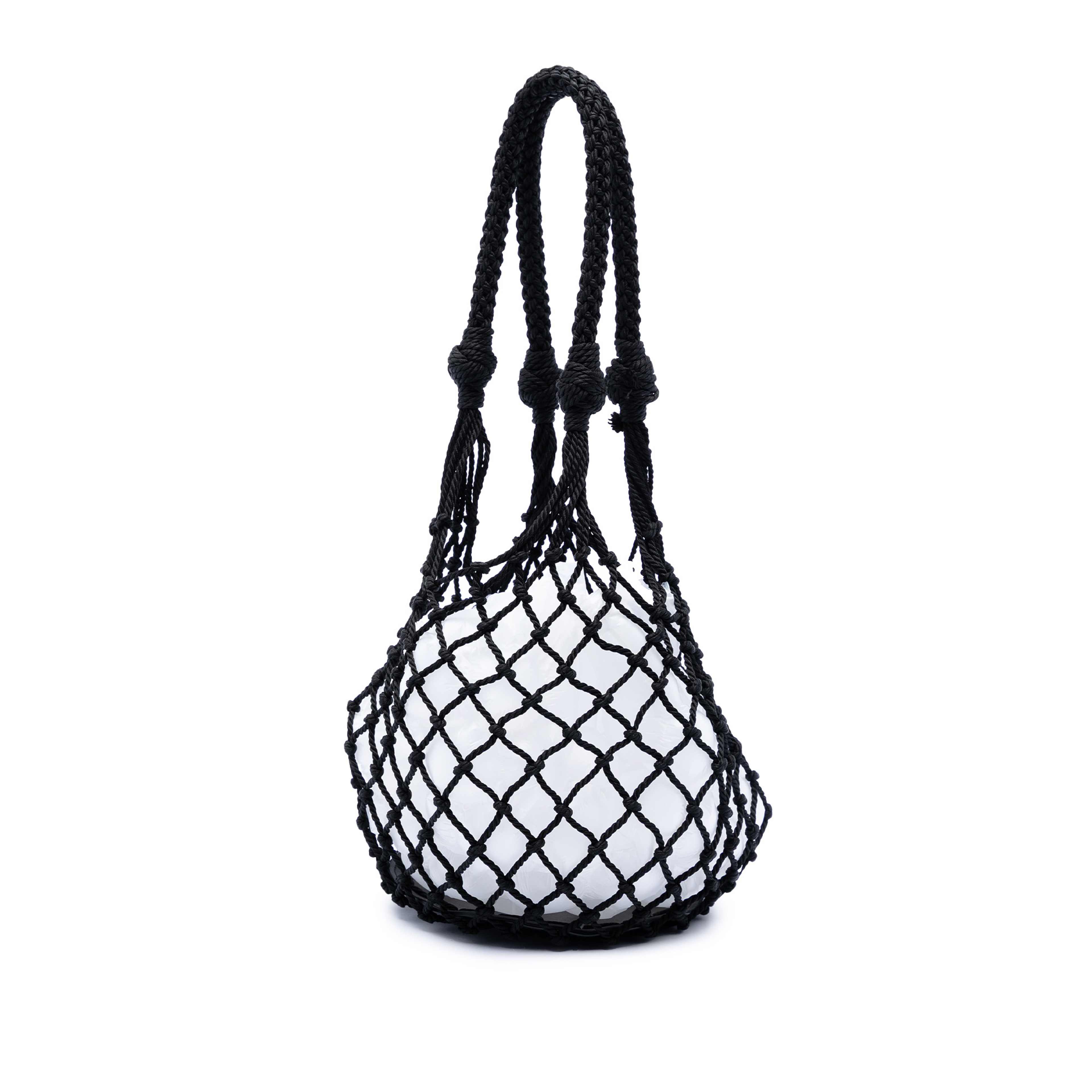 Prada Mesh And Leather Bucket Bag, från Luxclusif, i färgen svart. Klicka för att öppna bilden i stort format