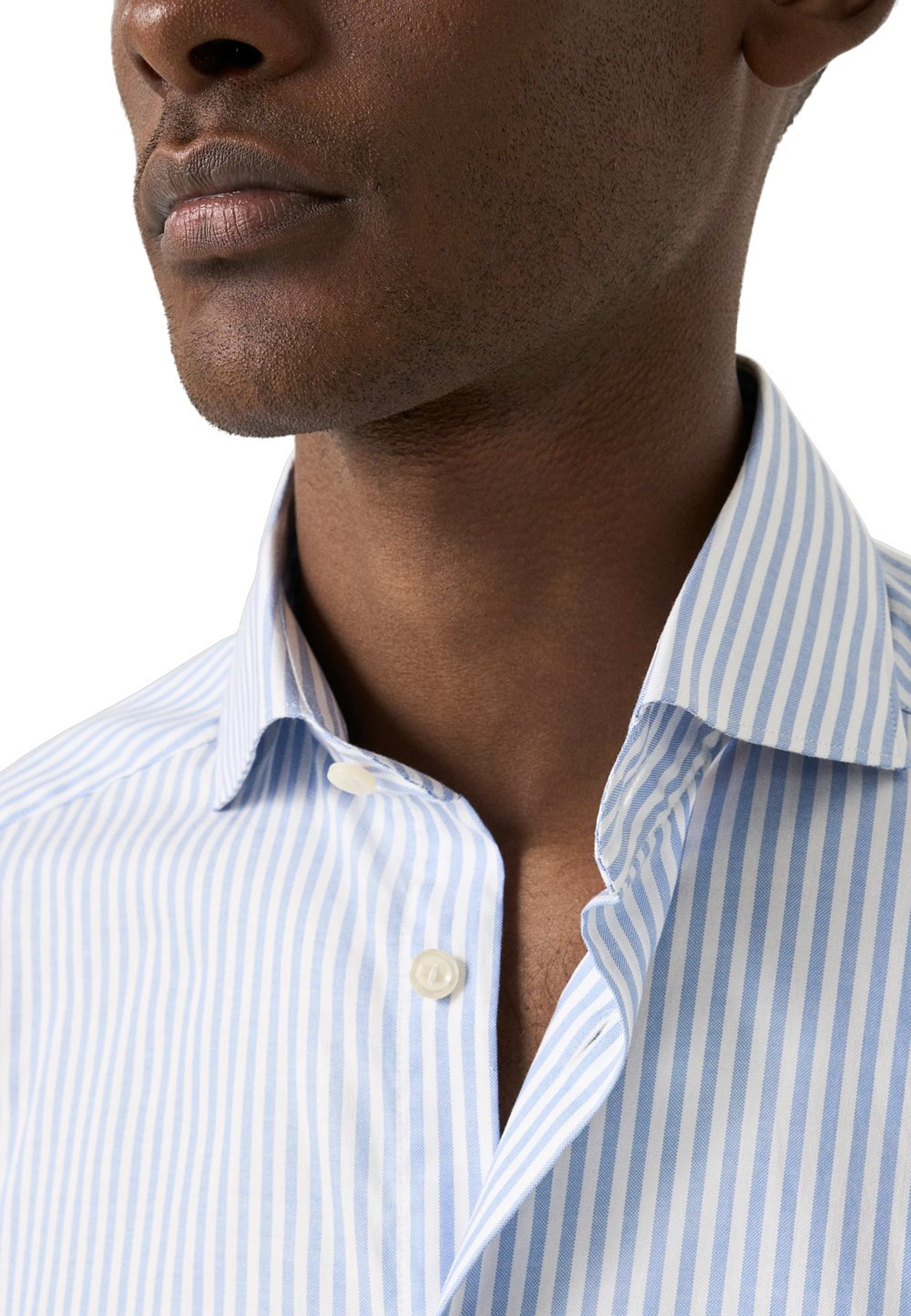 Randig Signature Oxford-skjorta Slim Fit, från Eton, i färgen light blue. Klicka för att öppna bilden i stort format