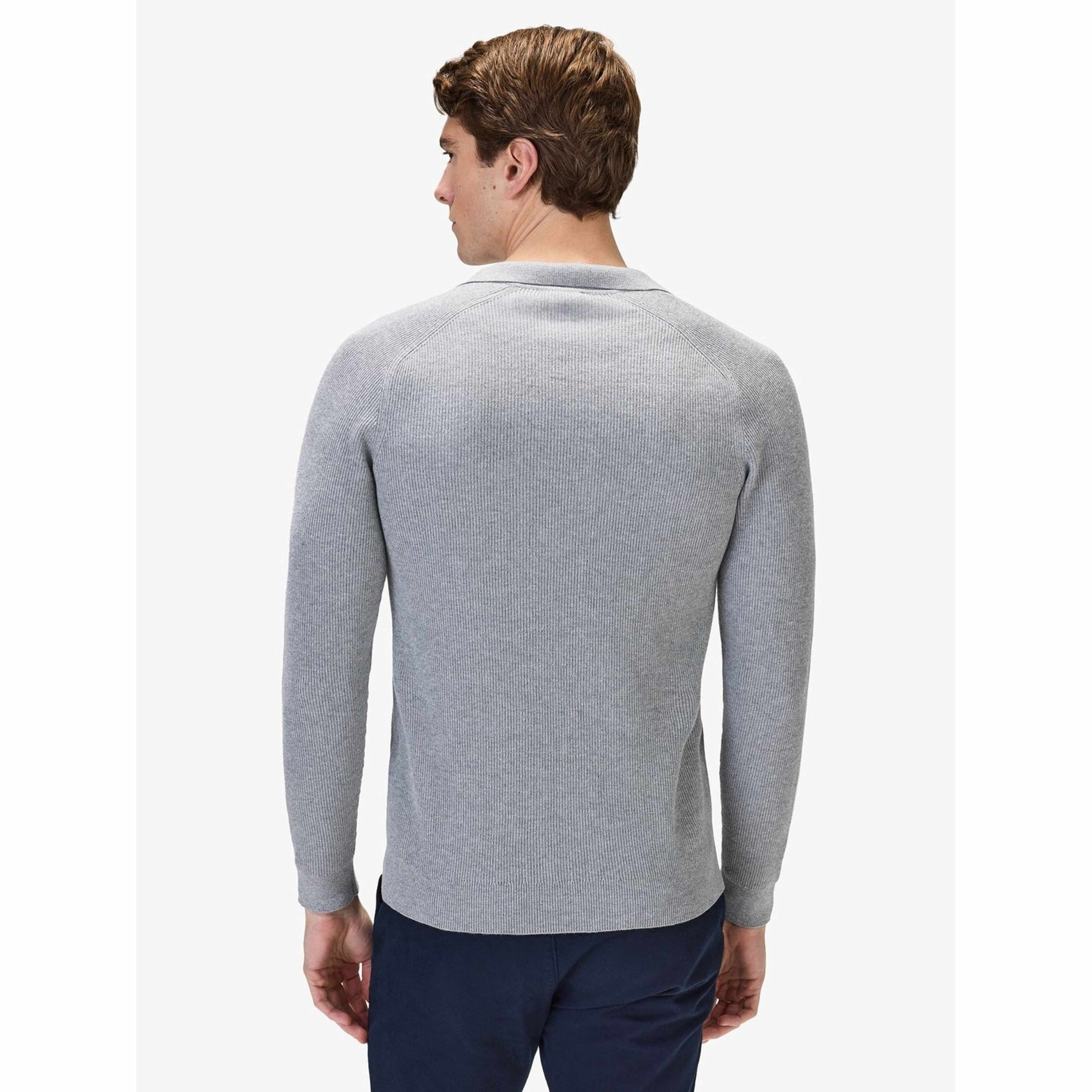 Cotton Rib Knitted Ls Polo Sweater (sandro)