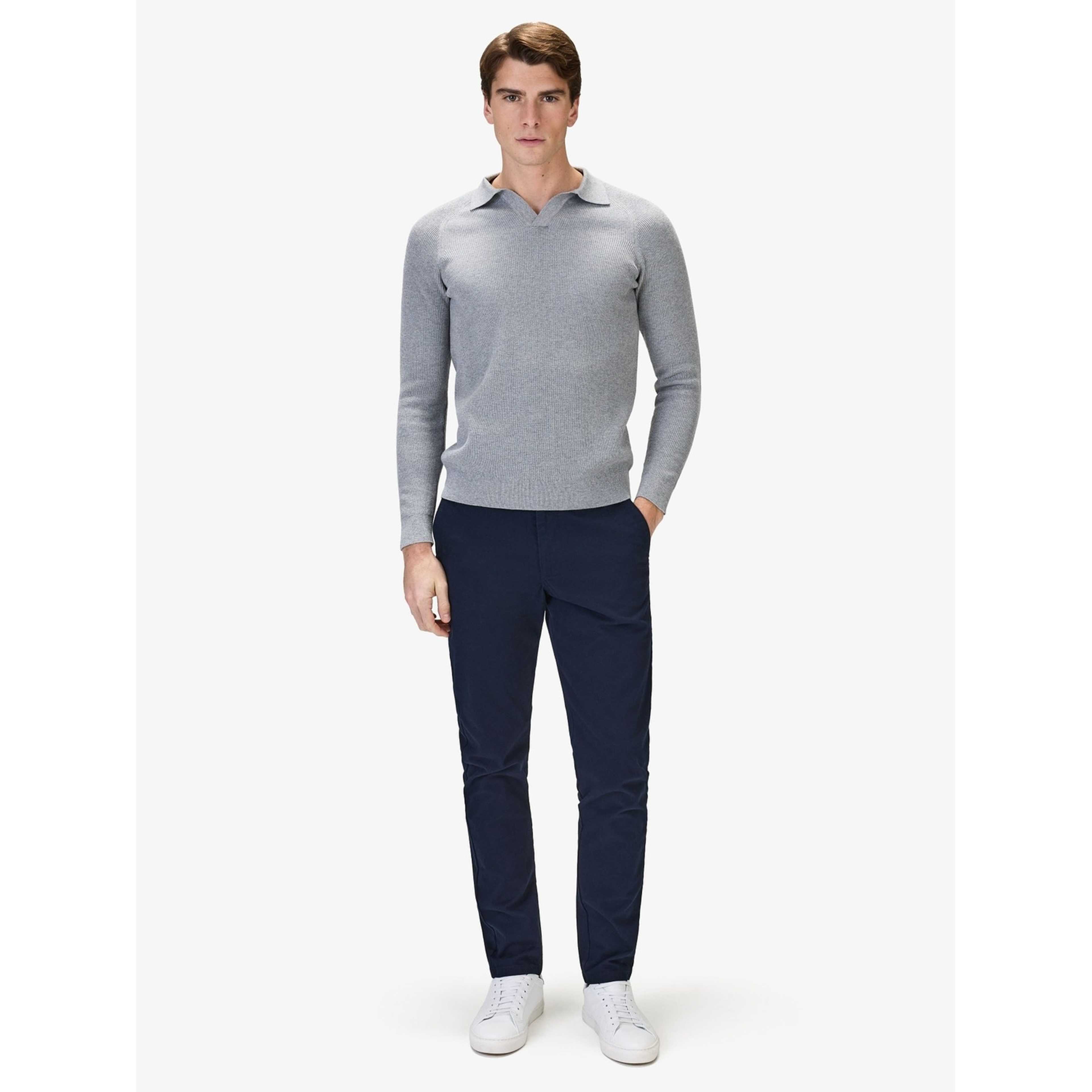 Cotton Rib Knitted Ls Polo Sweater (sandro)