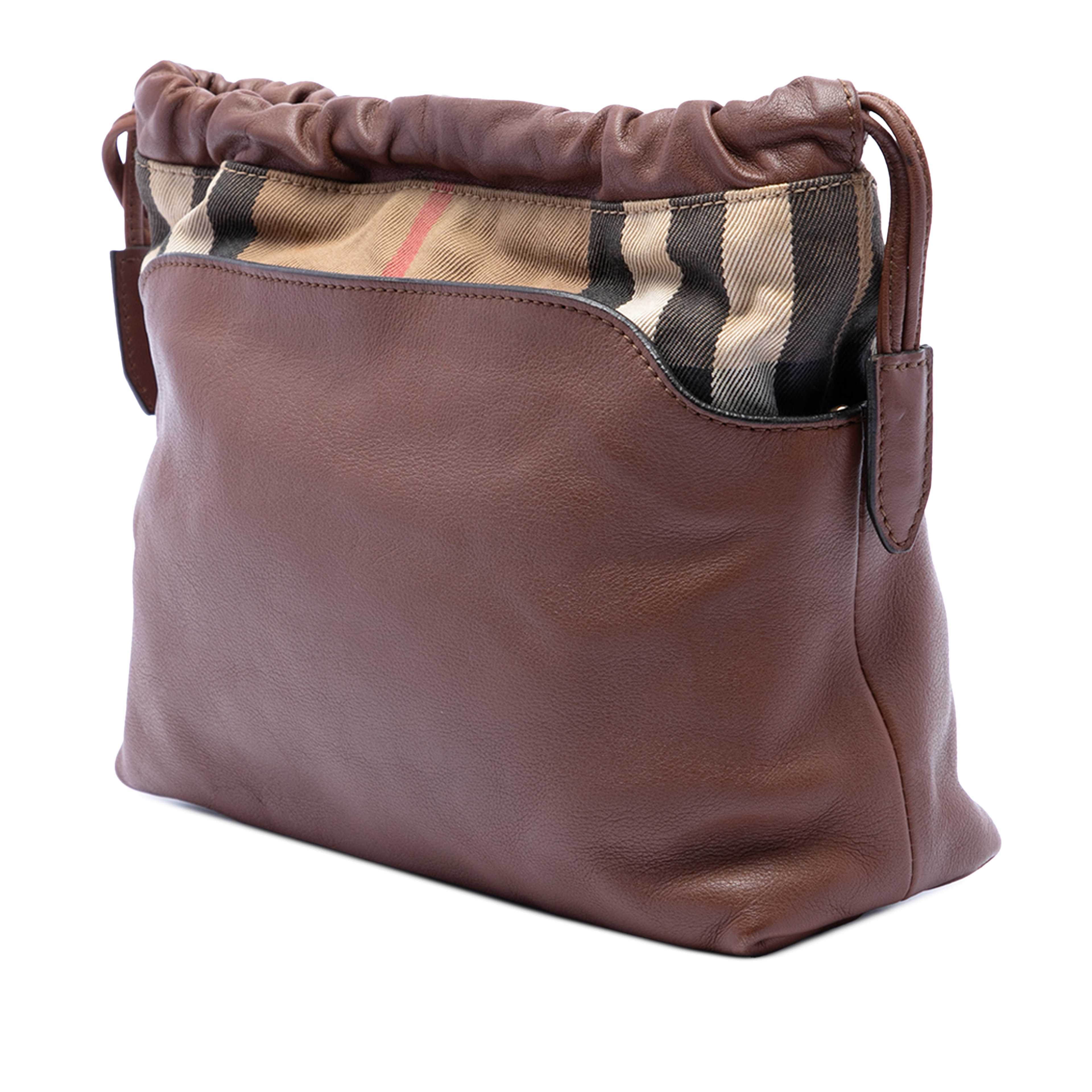 Burberry House Check Canvas And Calfskin Little Crush Crossbody, från Luxclusif, i färgen brun. Klicka för att öppna bilden i stort format