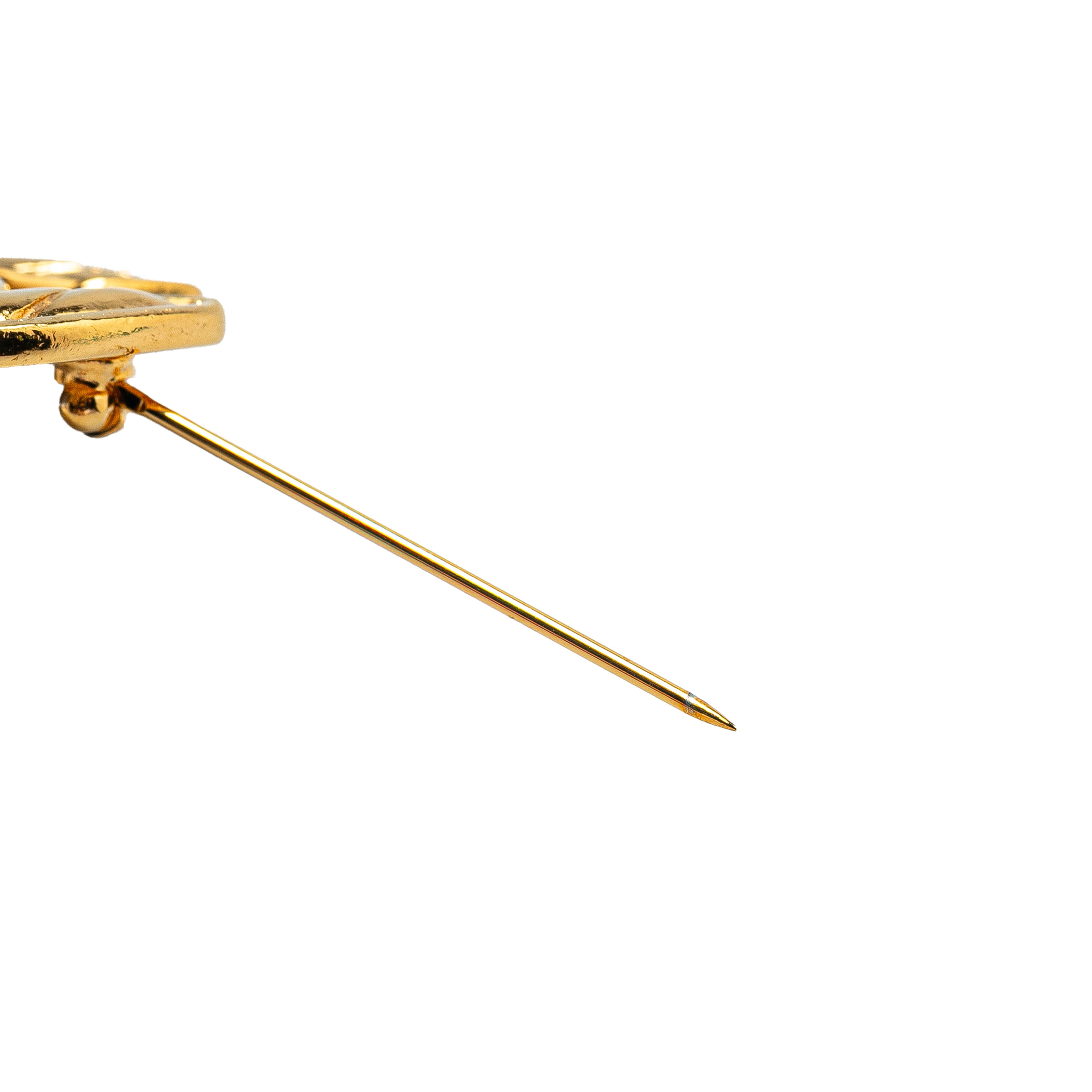 Chanel Gold Plated Cc Quilted Brooch