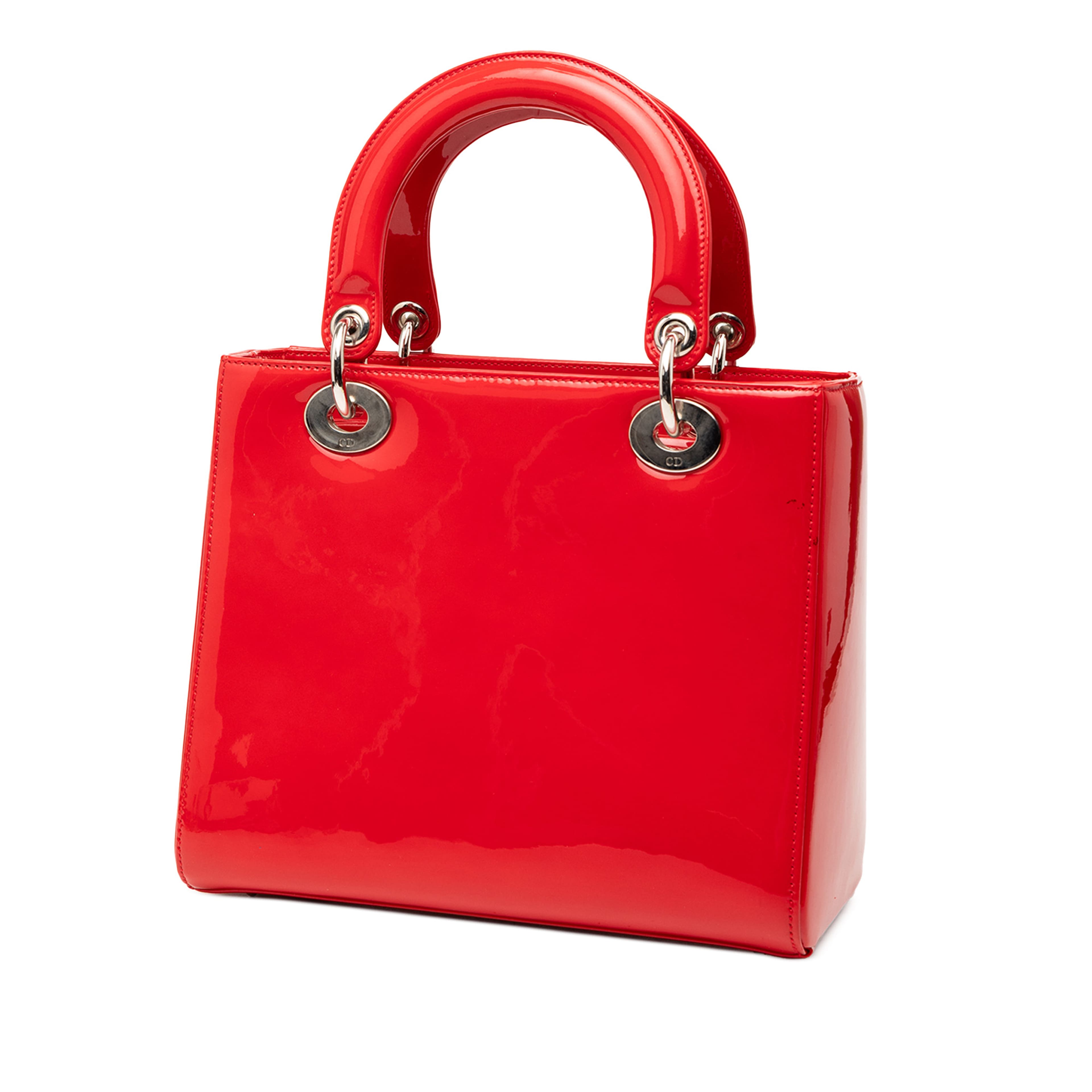 Dior Medium Patent Lady Dior, från Luxclusif, i färgen red. Klicka för att öppna bilden i stort format