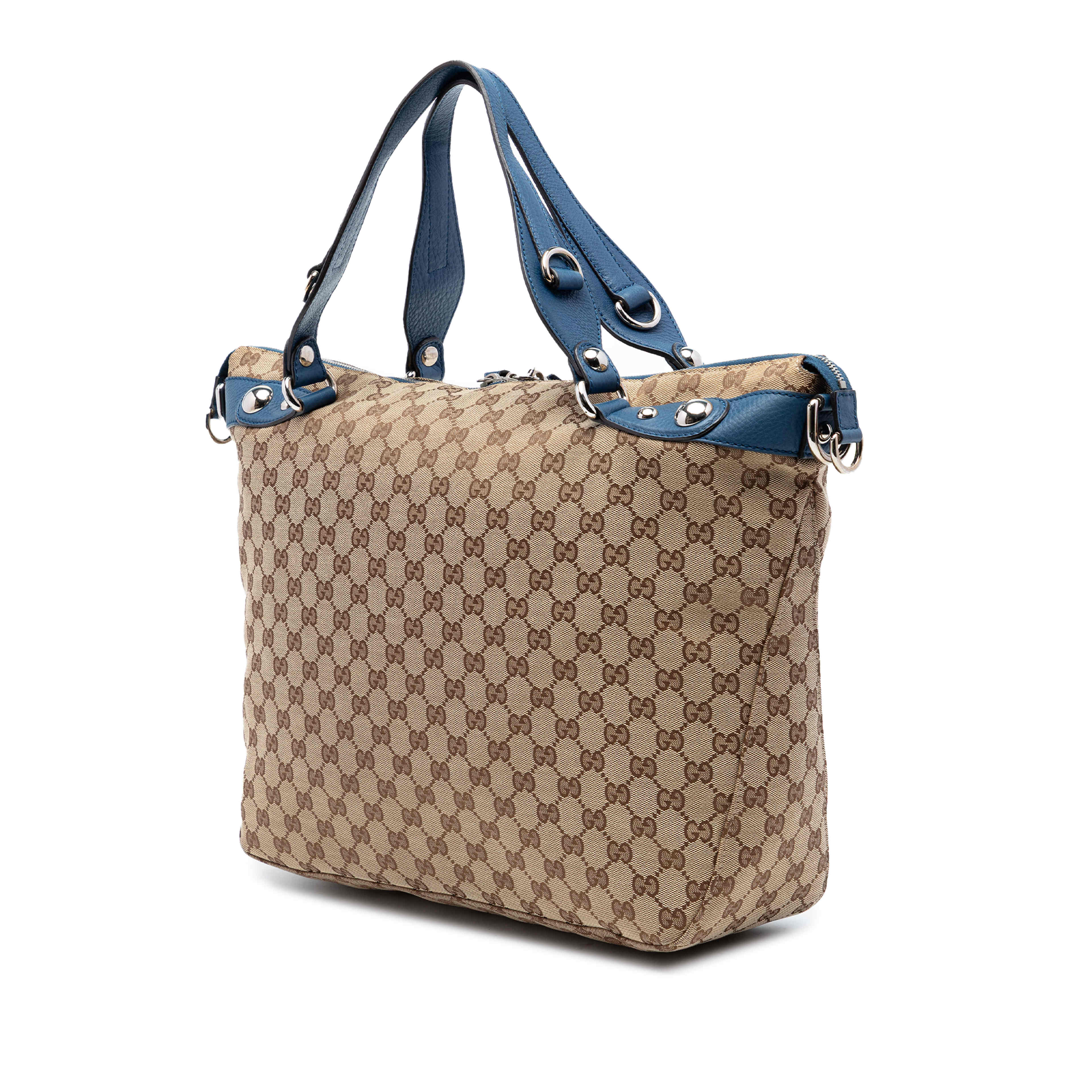 Gucci Large Gg Canvas Icon Bit Satchel, från Luxclusif, i färgen beige. Klicka för att öppna bilden i stort format